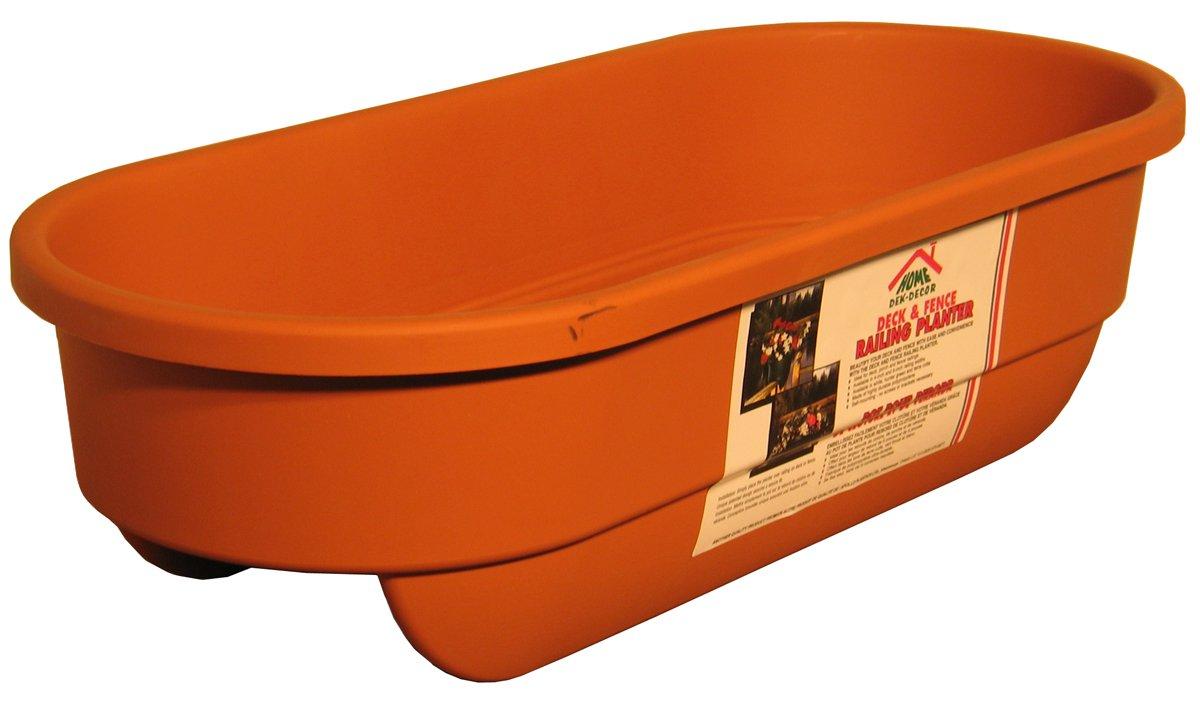 Apollo Plastic Deck Railing and Fence Planter, Terra Cotta Color, 24"