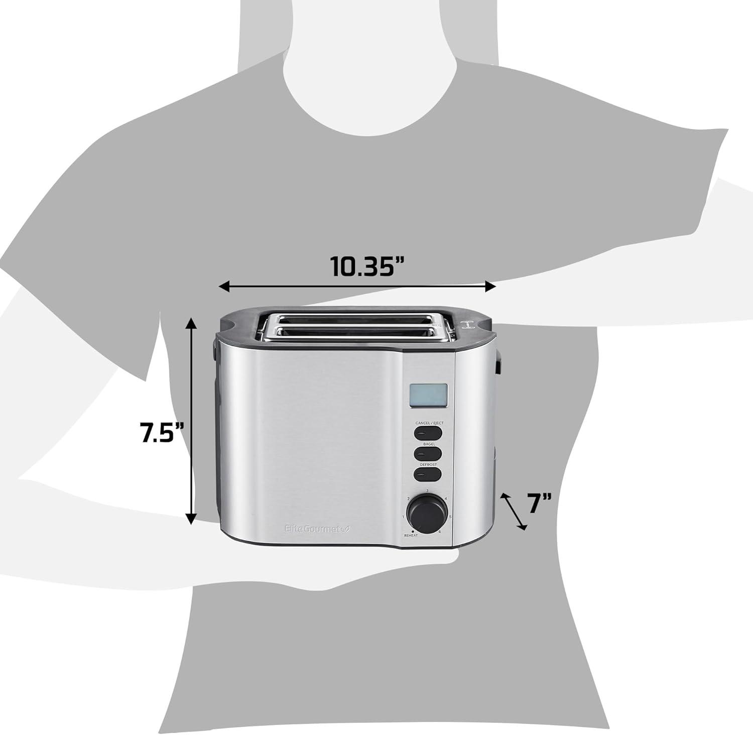 Stainless Steel Digital 2-Slice Toaster with Wide Slot