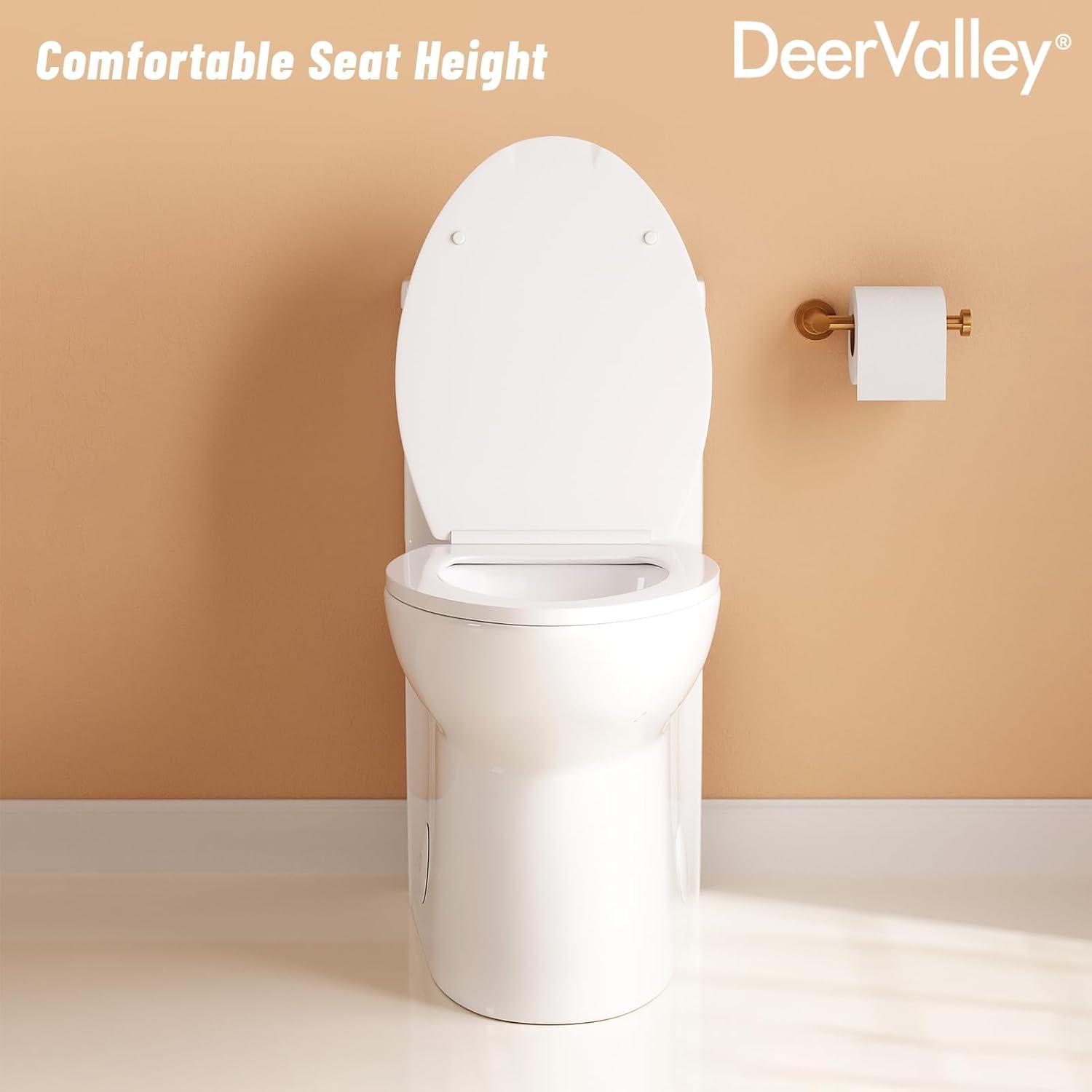 DeerValley Symmetry Dual Flush Elongated One-Piece Toilet Standard Toilet with Comfort Seat Height