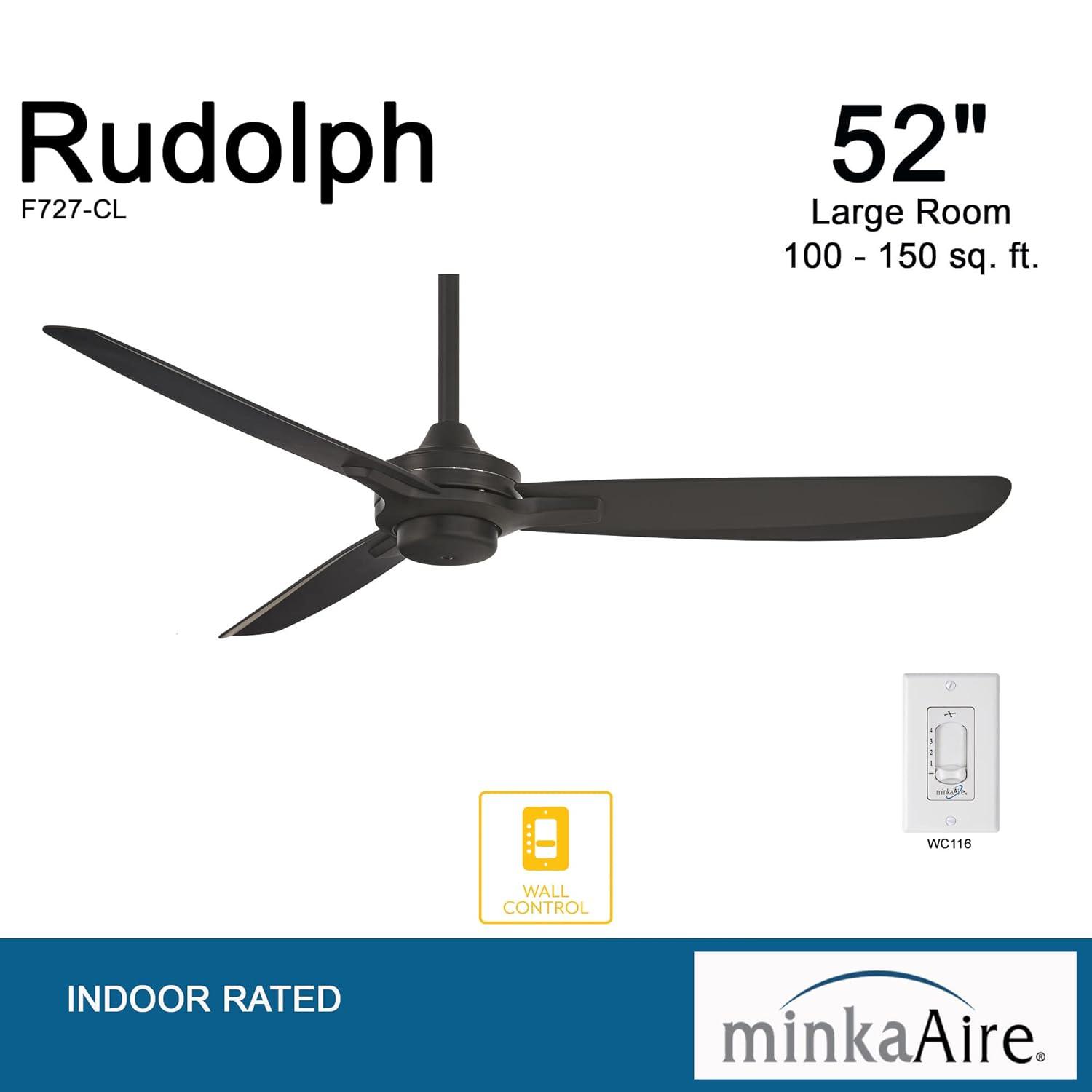 52" Rudolph 3-Blade Propeller Ceiling Fan with Wall Control