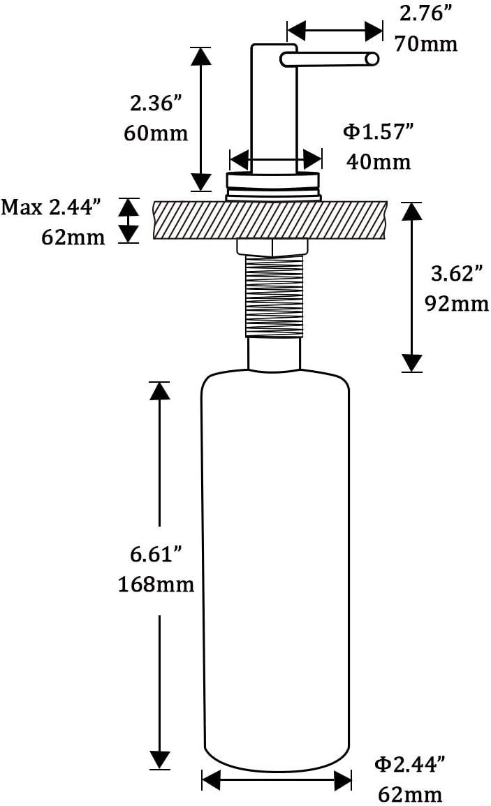 Soap Dispenser for Kitchen Sink Brushed Stainless Steel Countertop Pump Hand Lotion Built in Bottlend Silver