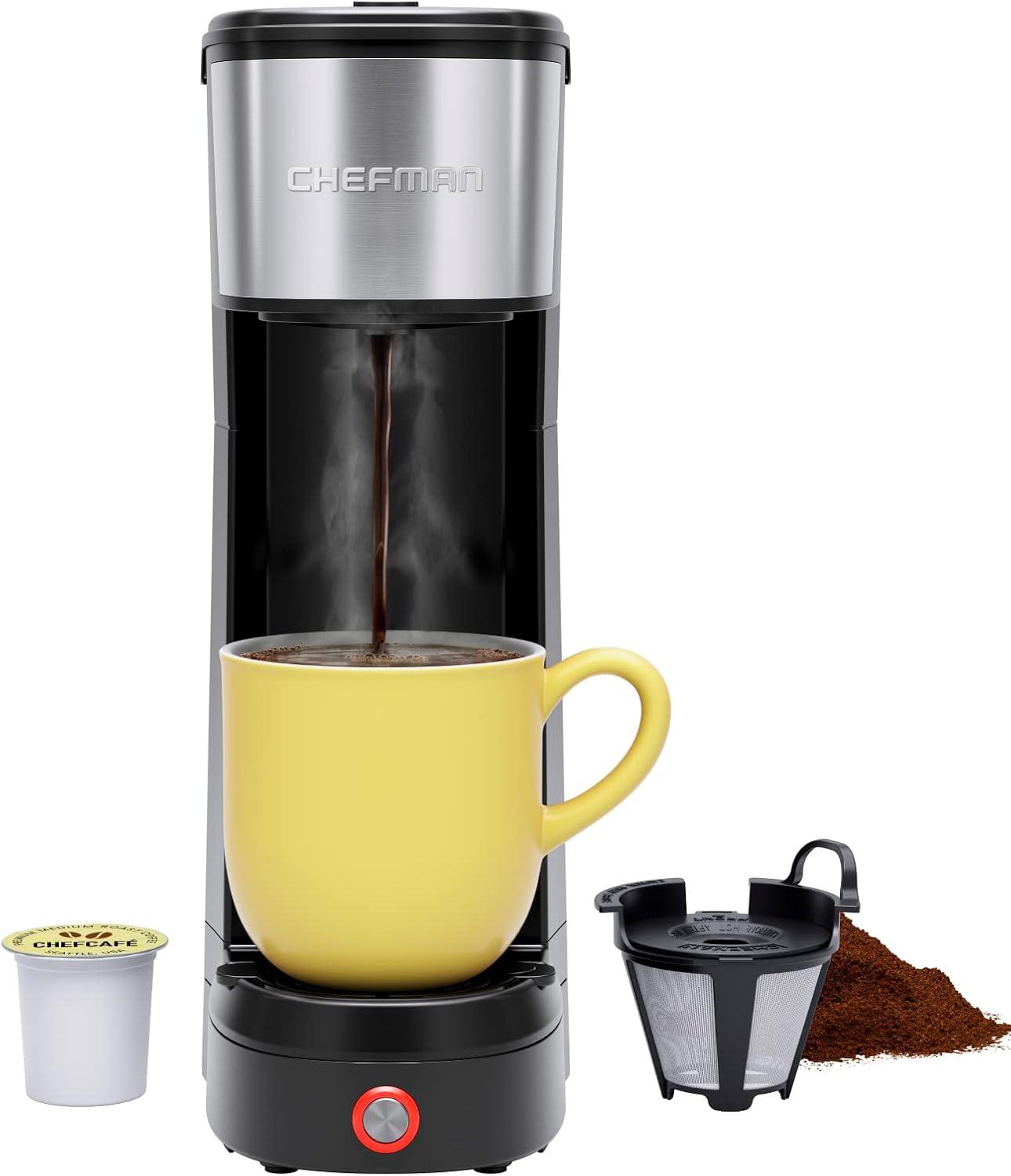 Chefman Black Single Serve Coffee Maker with Permanent Filter