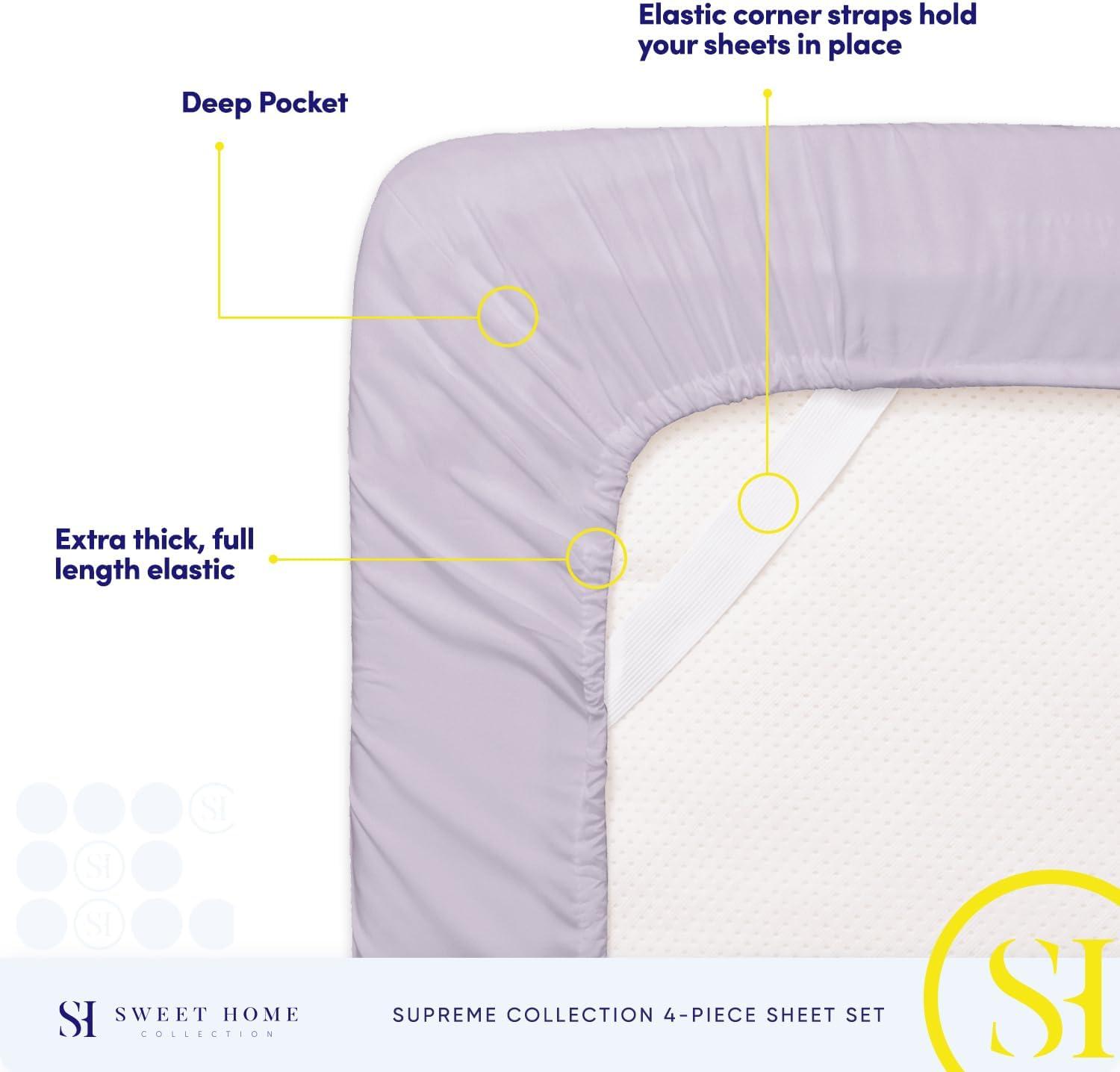 4 Piece Sheet Set, Ultra Soft 1800 Series, Double Brushed Microfiber by Sweet Home Collection®