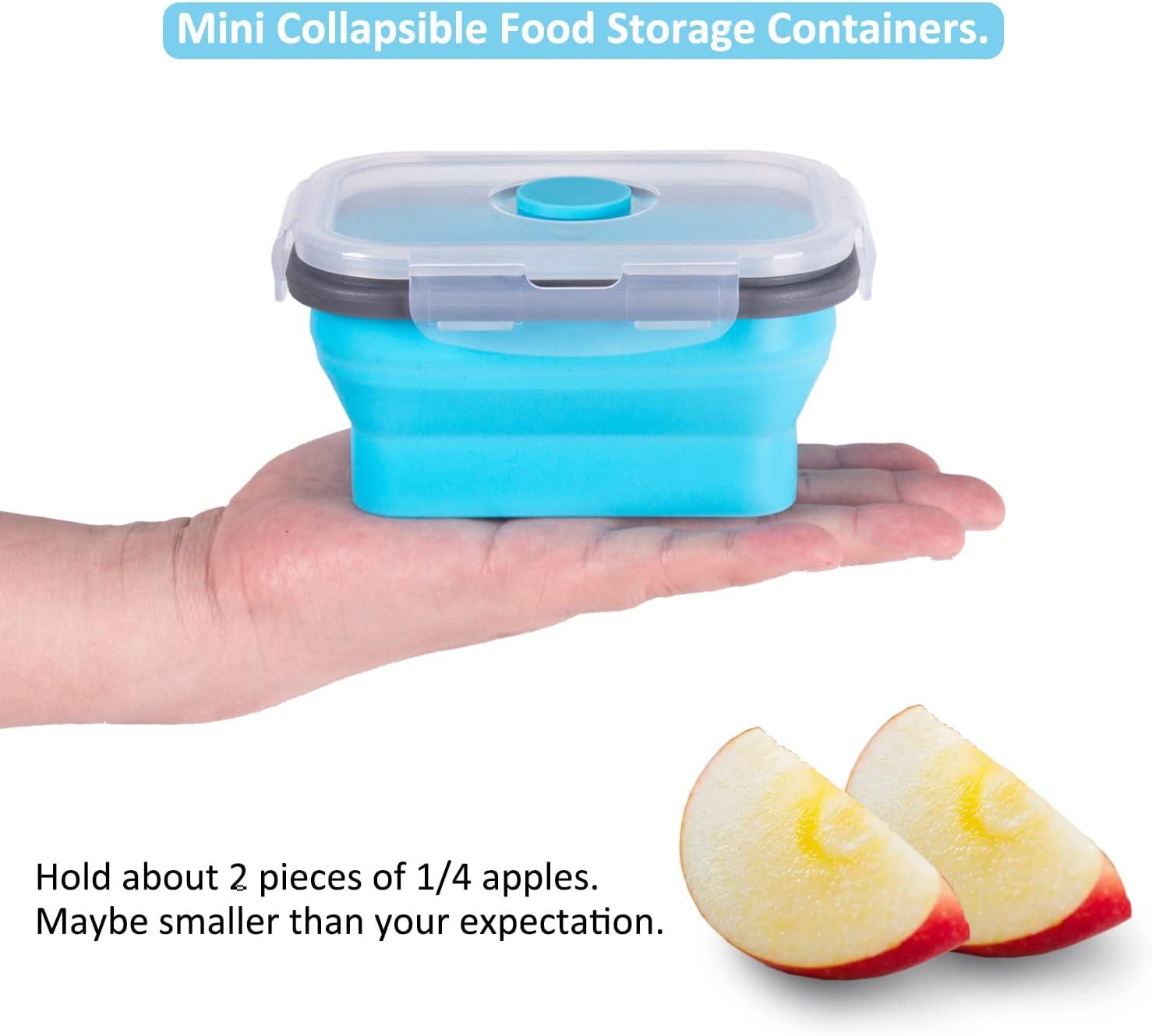 Collapsible Food Storage Containers with Lids & Vent, 11.8 oz, Kitchen Stacking Silicone Collapsible Meal Prep Container Set for Leftover, Microwave Freezer Dishwasher Safe, Blue Small 4 Pack