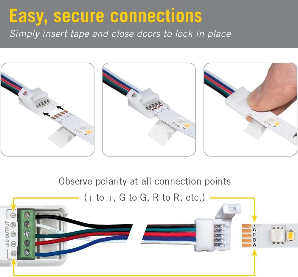 5 Pin RGB+W LED Strip Light 6 in Tape to Tape Connector, 5 Pack