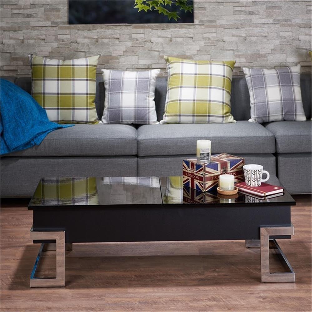 ACME Calnan Rectangular Lift Top Coffee Table in Black and Chrome