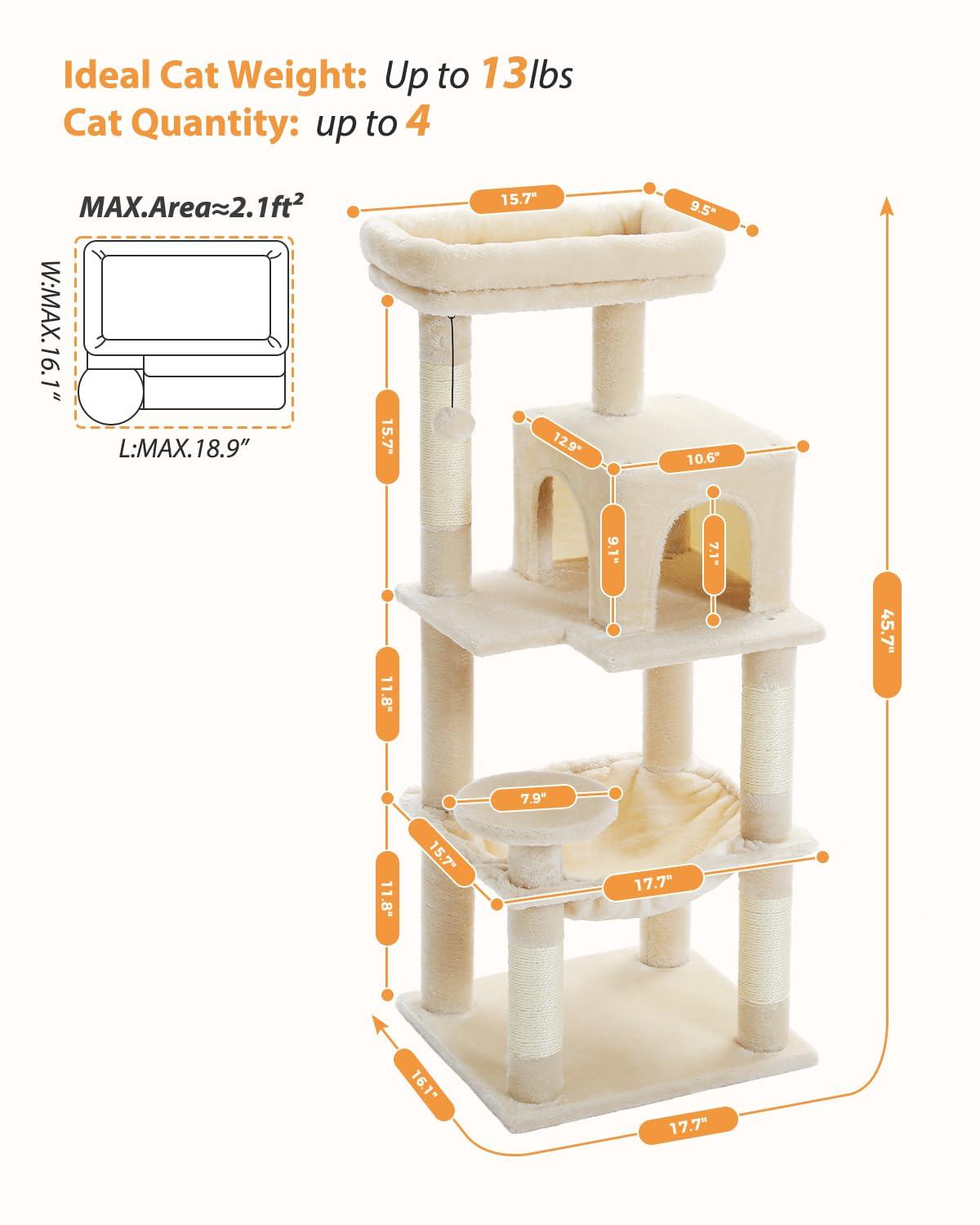 Gothic Cat Tree With Super Large Hammock, Cat Tower With Coffin Bed, Cat Condo, Sisal Scratching Posts & Top Perch, Multi-Level Goth Cat Tree, Halloween