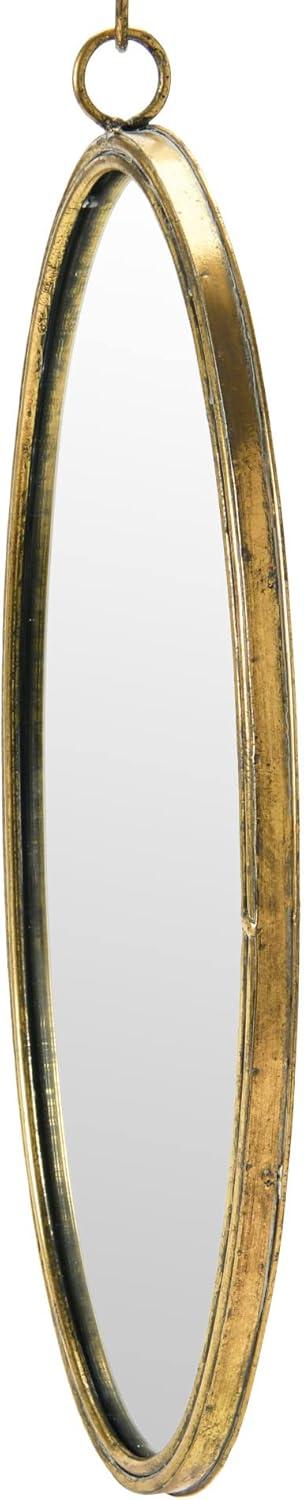 Creative Co-Op Oval Metal Framed Wall Mirror with Bracket, Gold