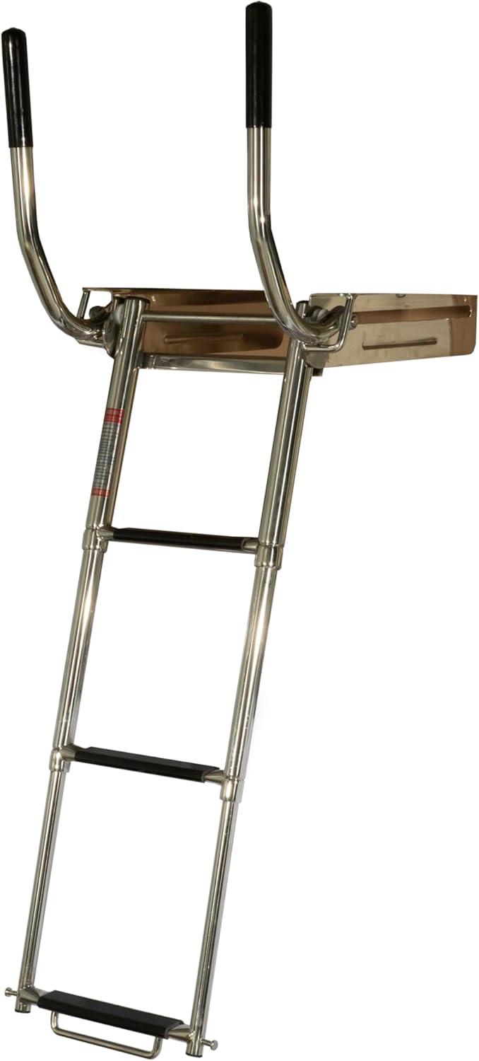 Extreme Max 3006.8804 Undermount Telescoping Pontoon, Dock, and Swim Raft Ladder with Hidden Handle and Rubber Grips - 4-Step