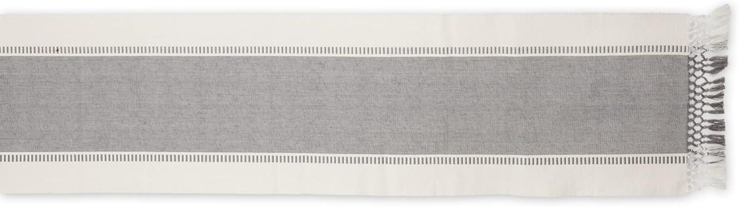 Design Imports  Ribbed Dobby Stripe Table Runner, Cool Gray, 13X72"