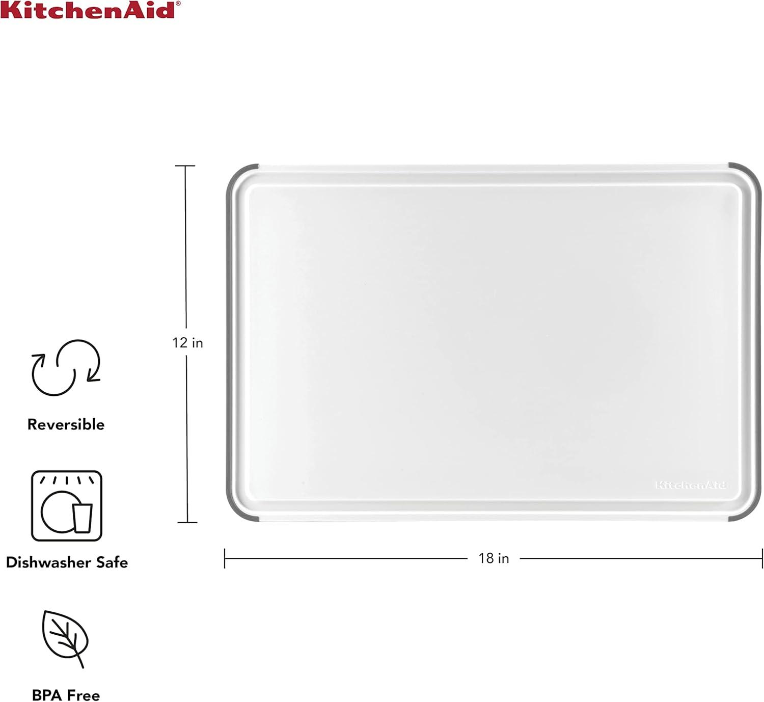 Kitchenaid Classic Nonslip Plastic/Poly Cutting Board, 12x18-inch, White