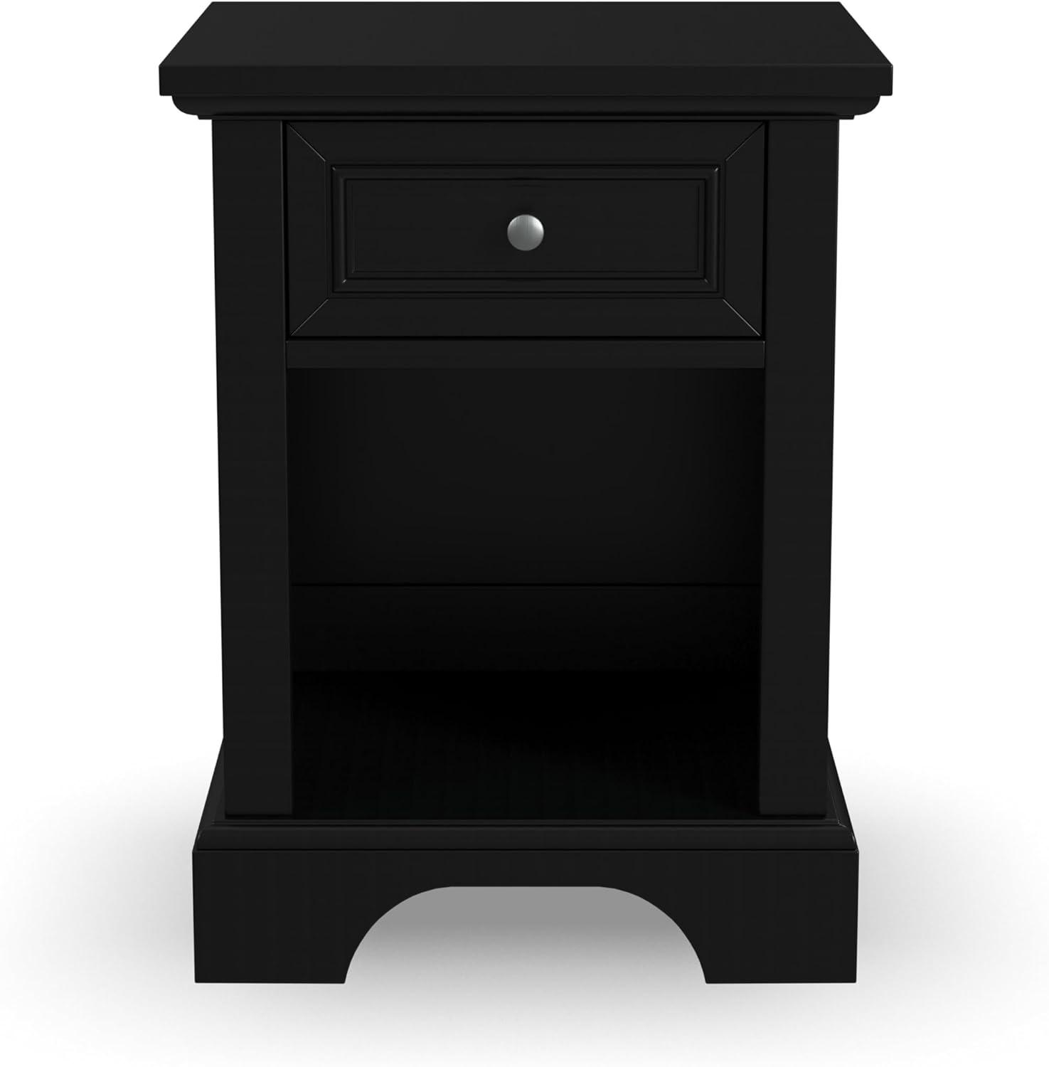 Stately Bedford Black Nightstand with 1 Drawer - Sleek Design