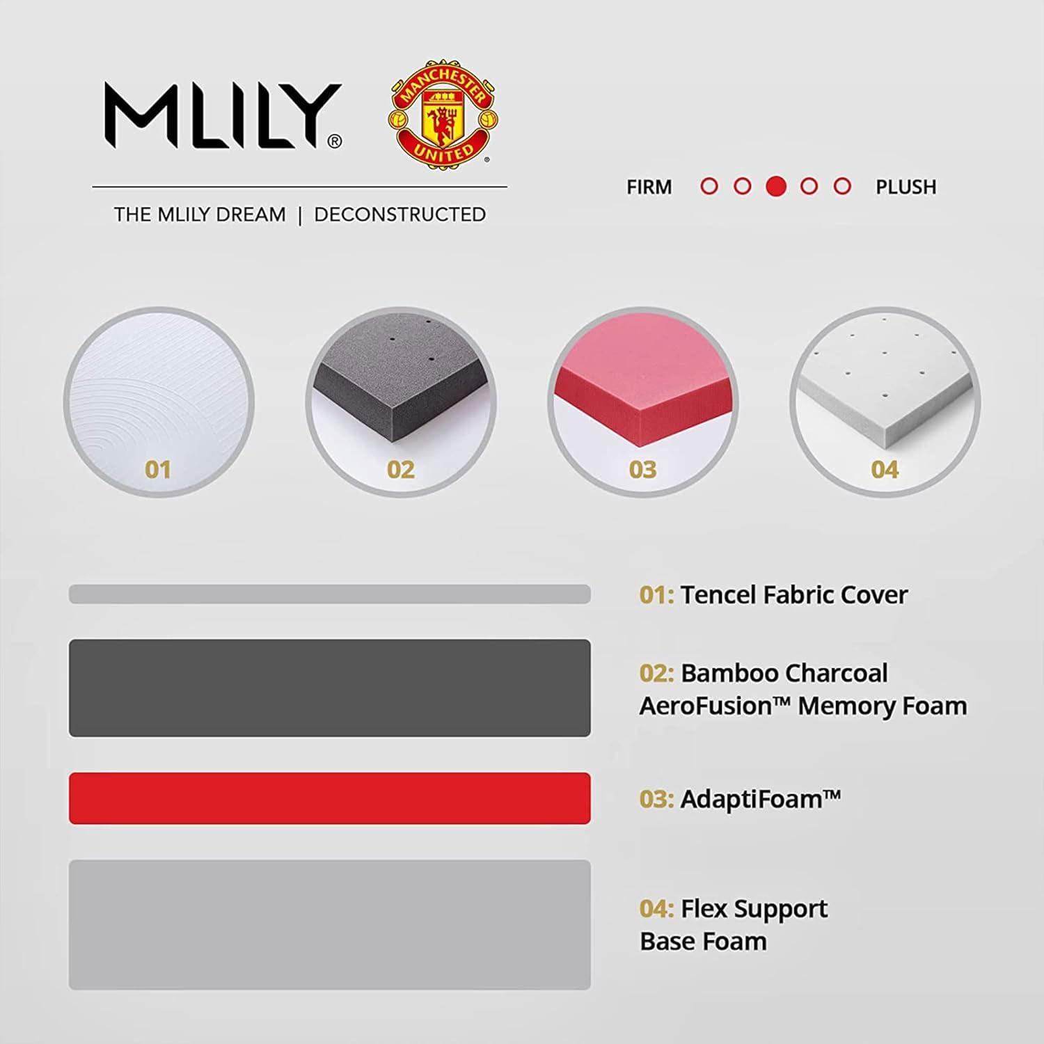 MLILY Manchester United Theatre 12 inch Memory Foam Mattress, Twin XL Size Mattress in a box,Medium Plush