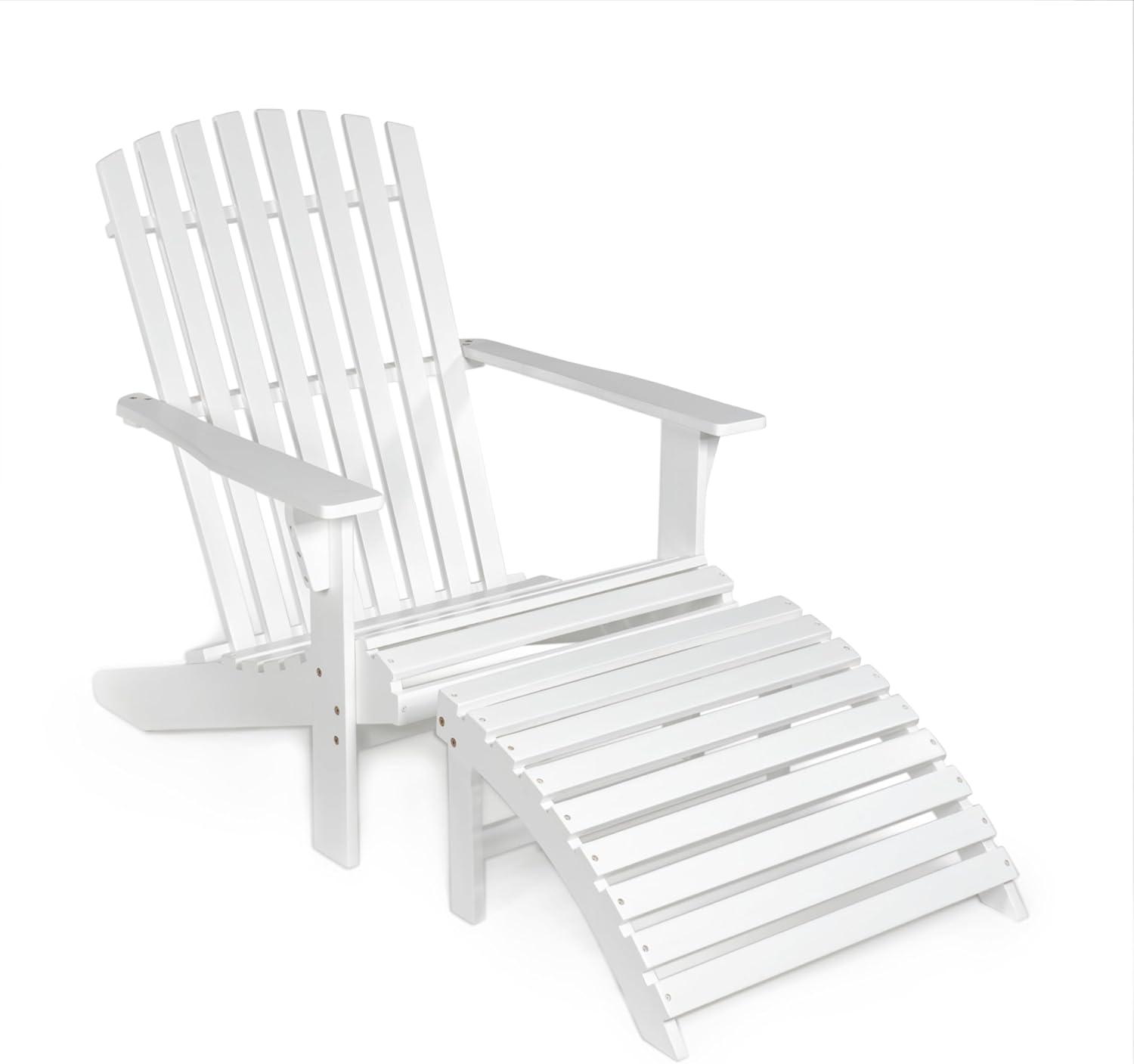 Saranac 2-Piece Traditional Rustic Acacia Wood Adirondack Chair with Detachable Ottoman- JONATHAN Y