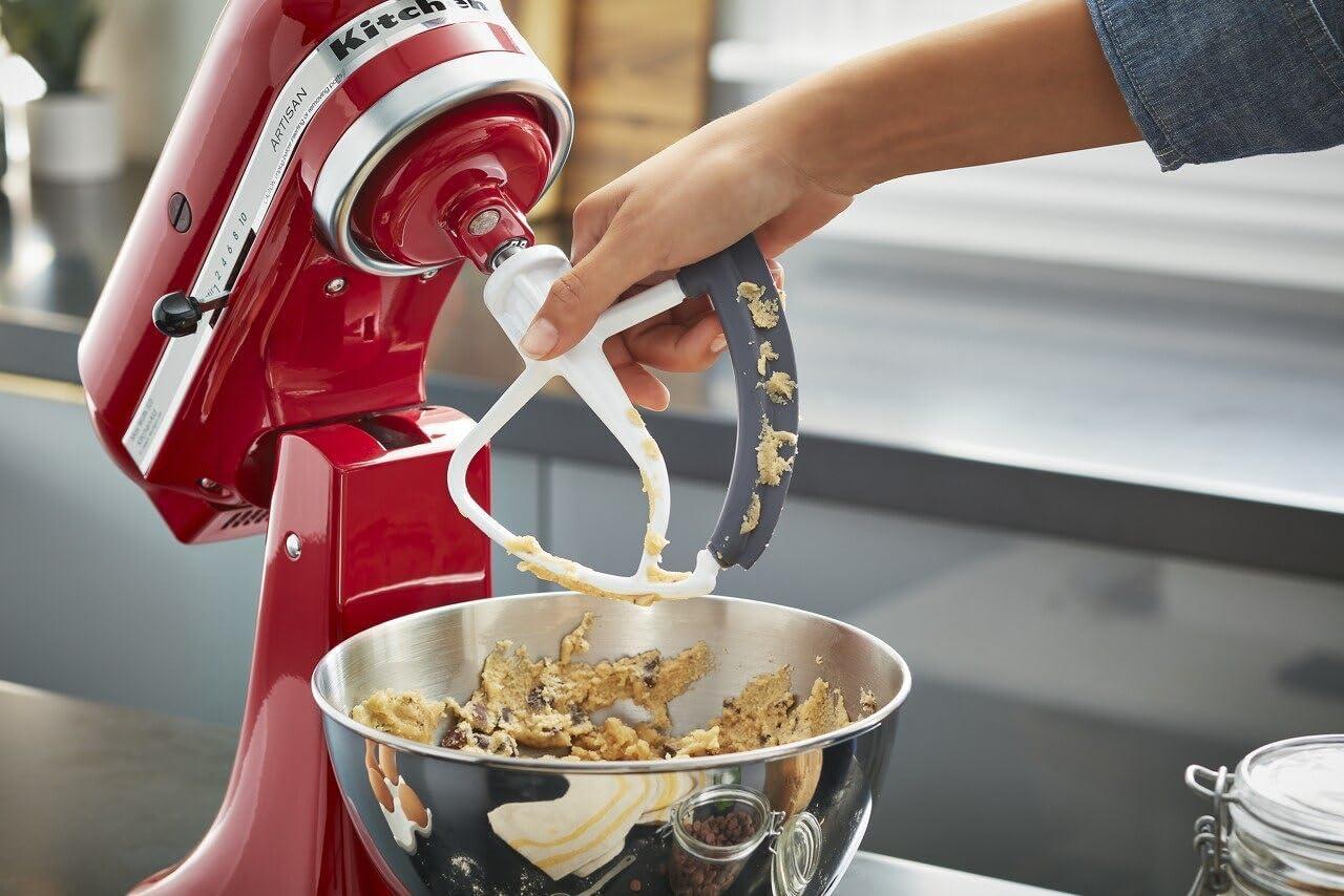 KitchenAid 5qt Tilt-Head Flex Edge Beater- KFE5T: Mixer Paddle Attachment, Dishwasher-Safe, Metal, White