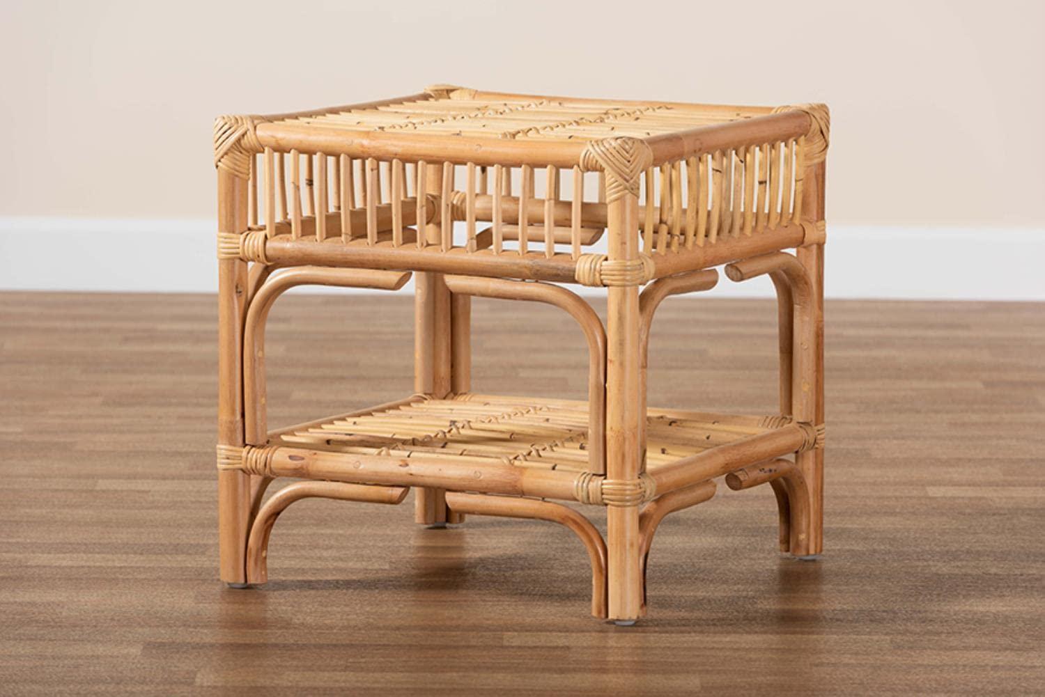 Rose Rattan End Table Natural/Brown - bali & pari