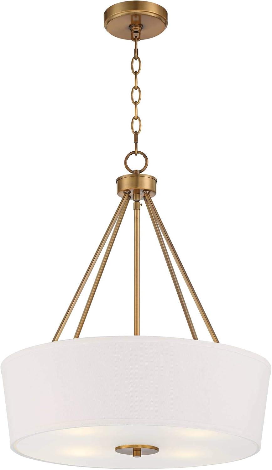 Possini Euro Design Saffira Warm Gold Pendant Chandelier 20" Wide Modern Off White Linen Drum Shade 4-Light Fixture for Dining Room Foyer Kitchen Home