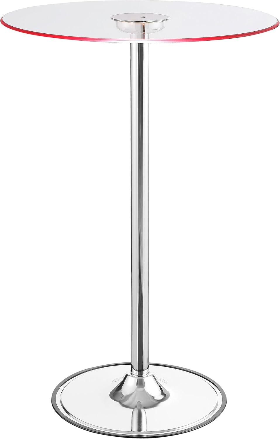 Coaster Company LED Round Pub Table, Chrome and Clear