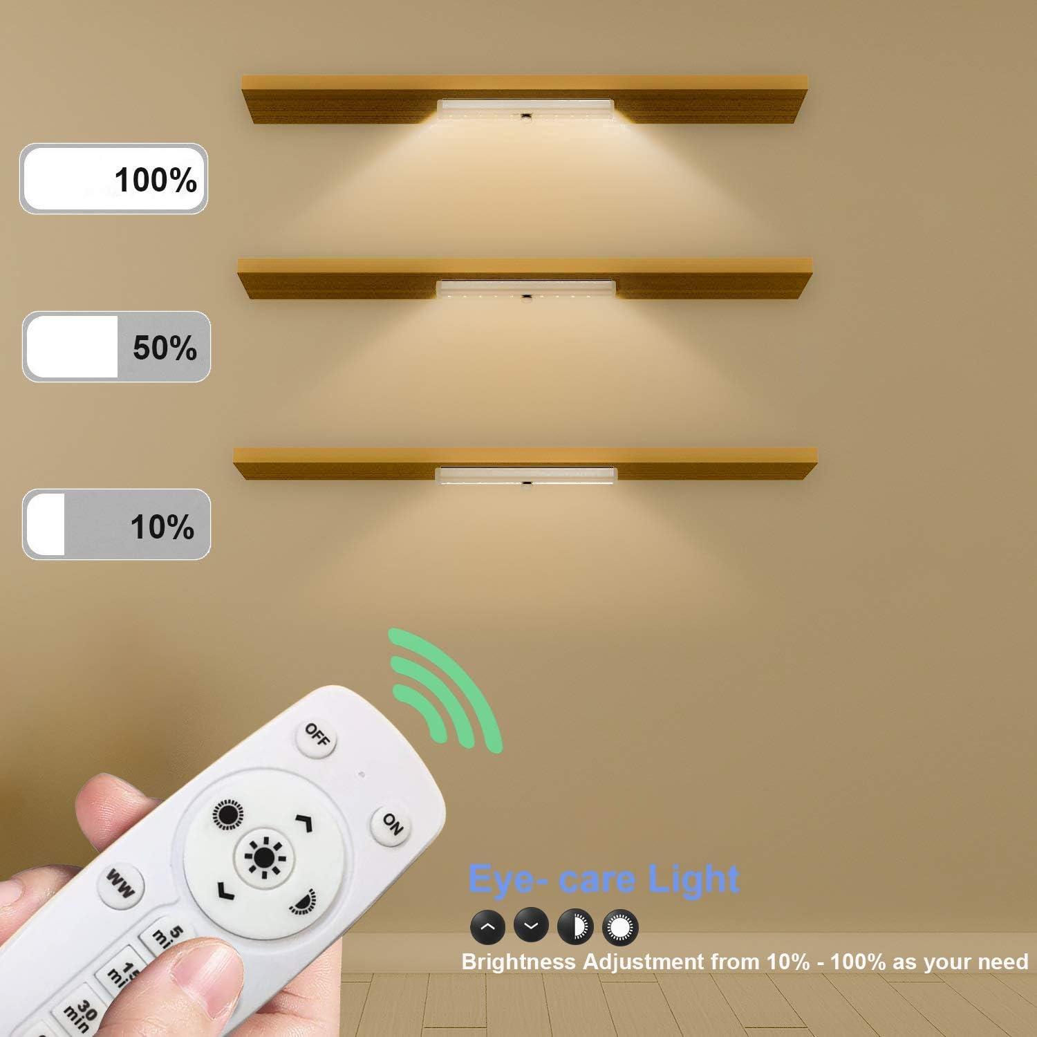 Wireless Dimmable LED Under Cabinet Lights with Remote, 4 Pack