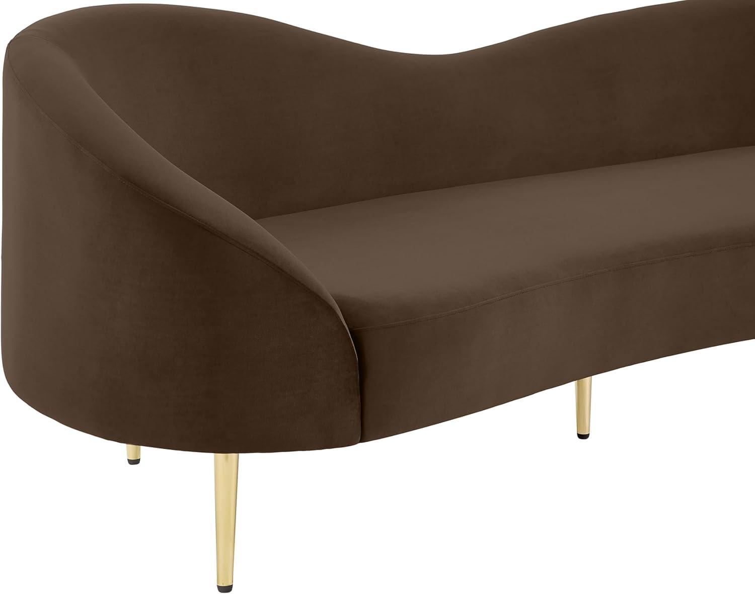 Ritz Brown Velvet Sofa with Gold Metal Legs