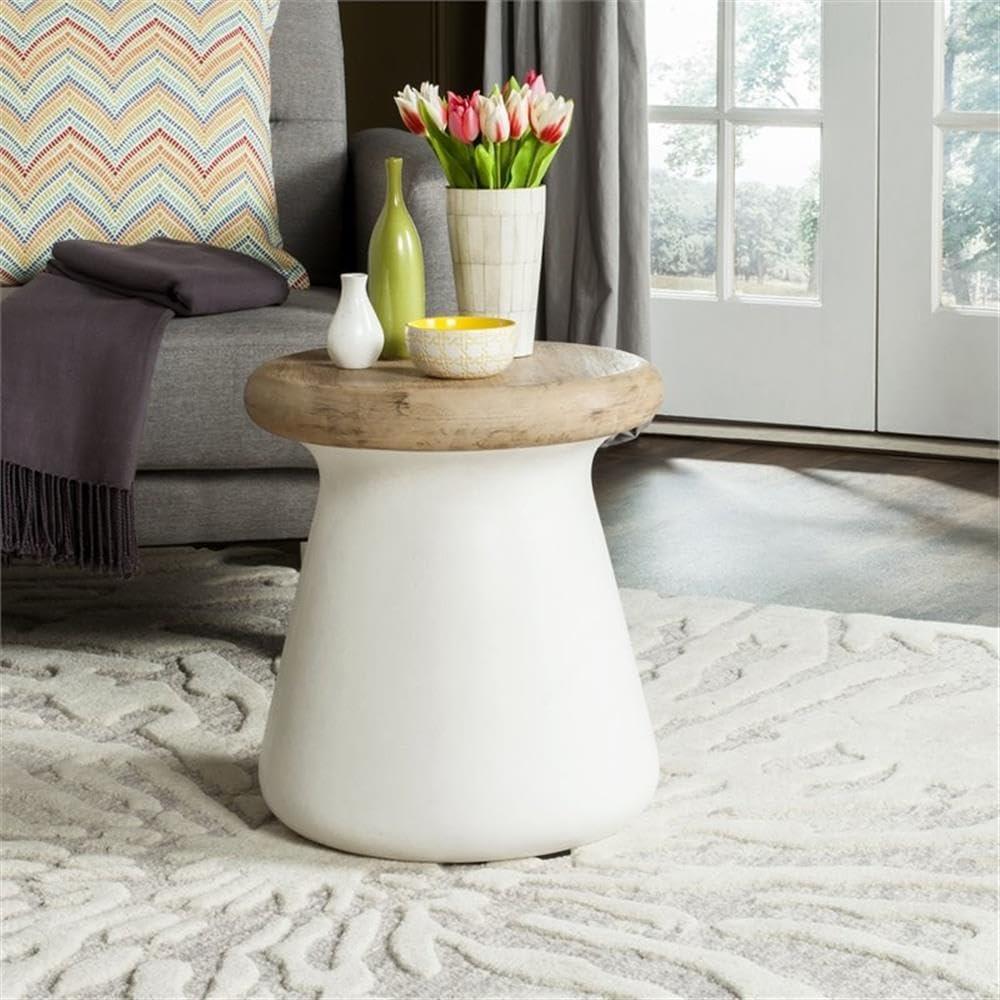 Safavieh Button Outdoor Modern Round Accent Table - Ivory