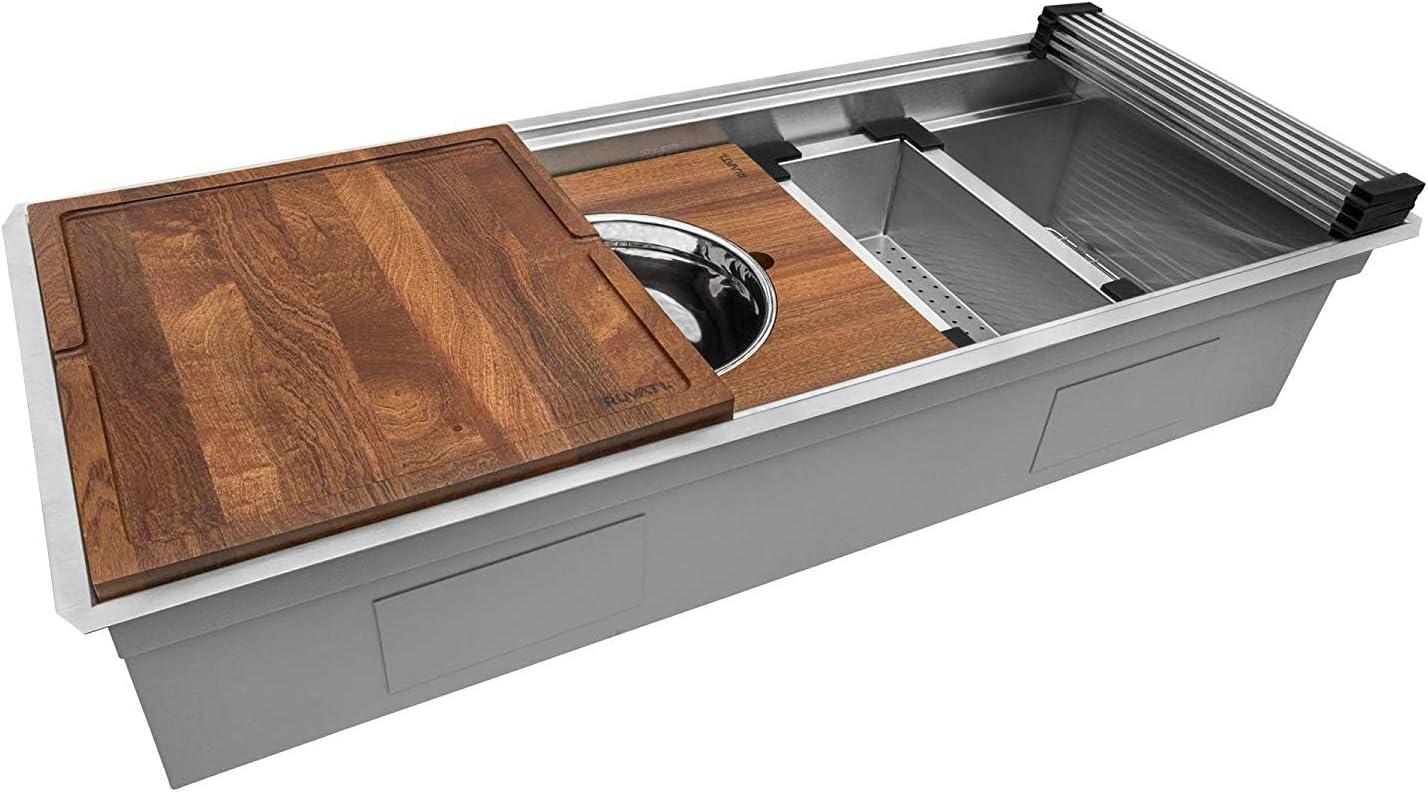 Ruvati 45-inch Stainless Steel Workstation Two-Tiered Ledge Undermount Kitchen Sink