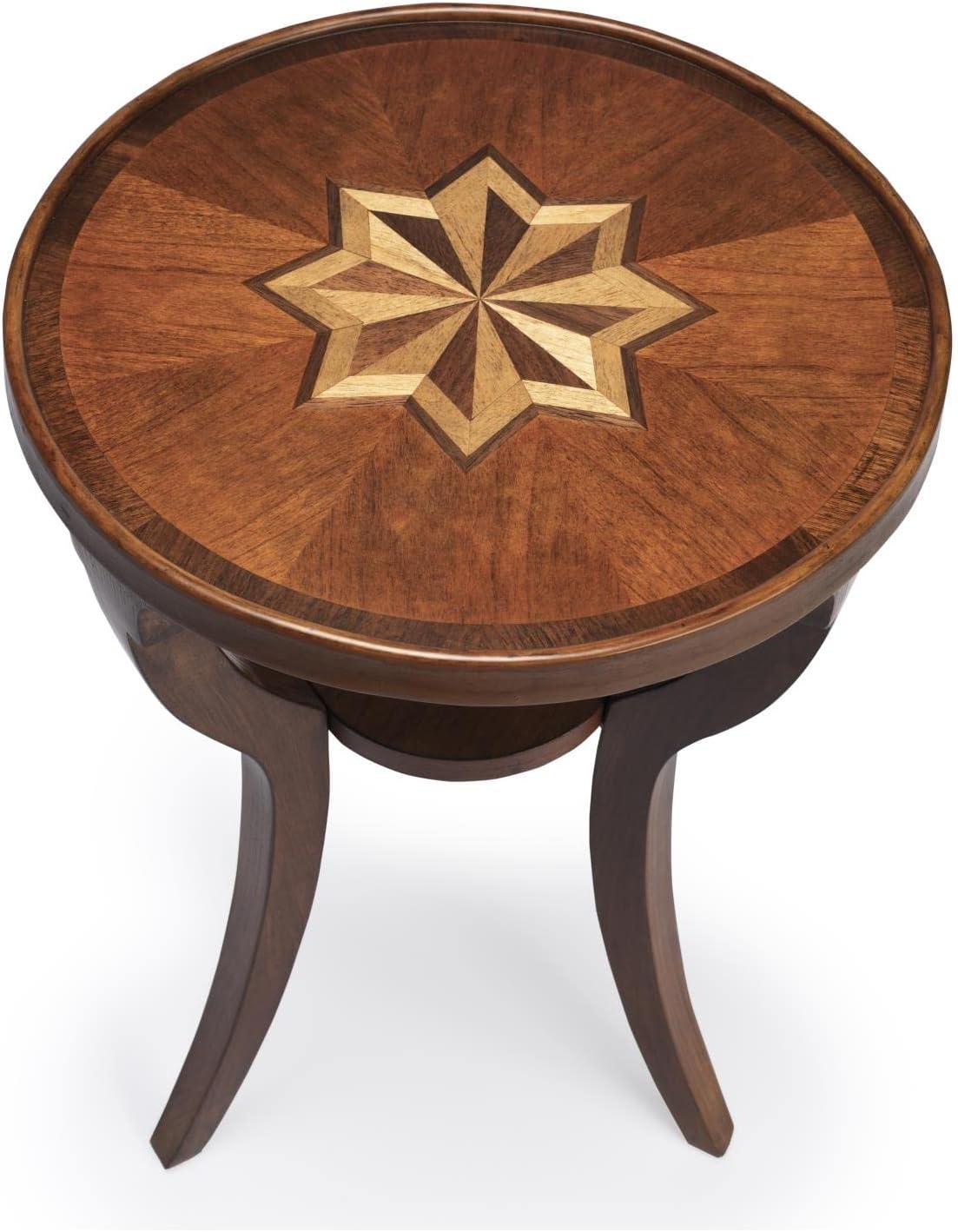 Dalton Cherry Brown Round Accent Table with Splayed Legs