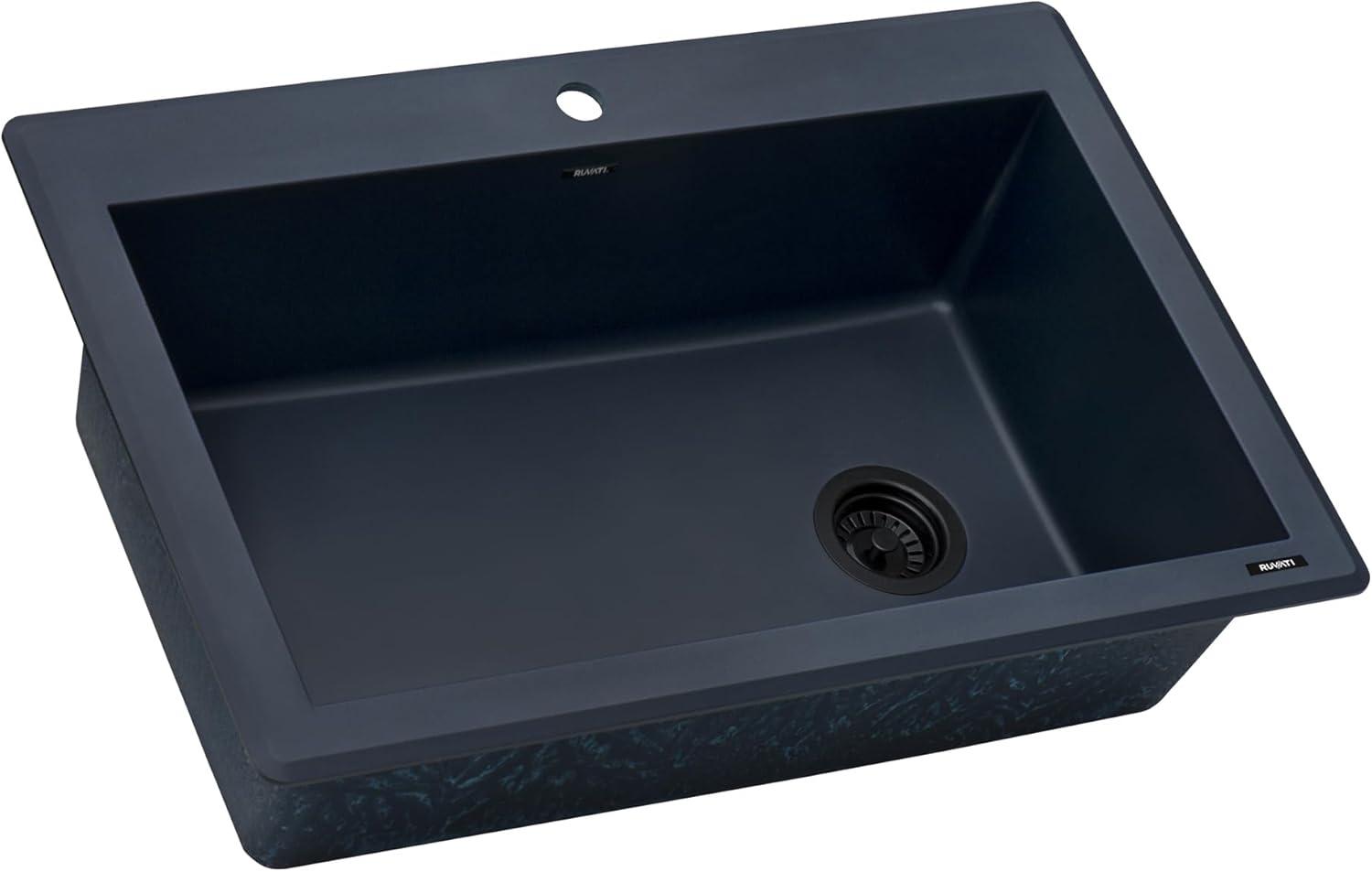 Ruvati 33 x 22 inch Granite Composite Drop-in Topmount Single Bowl Kitchen Sink