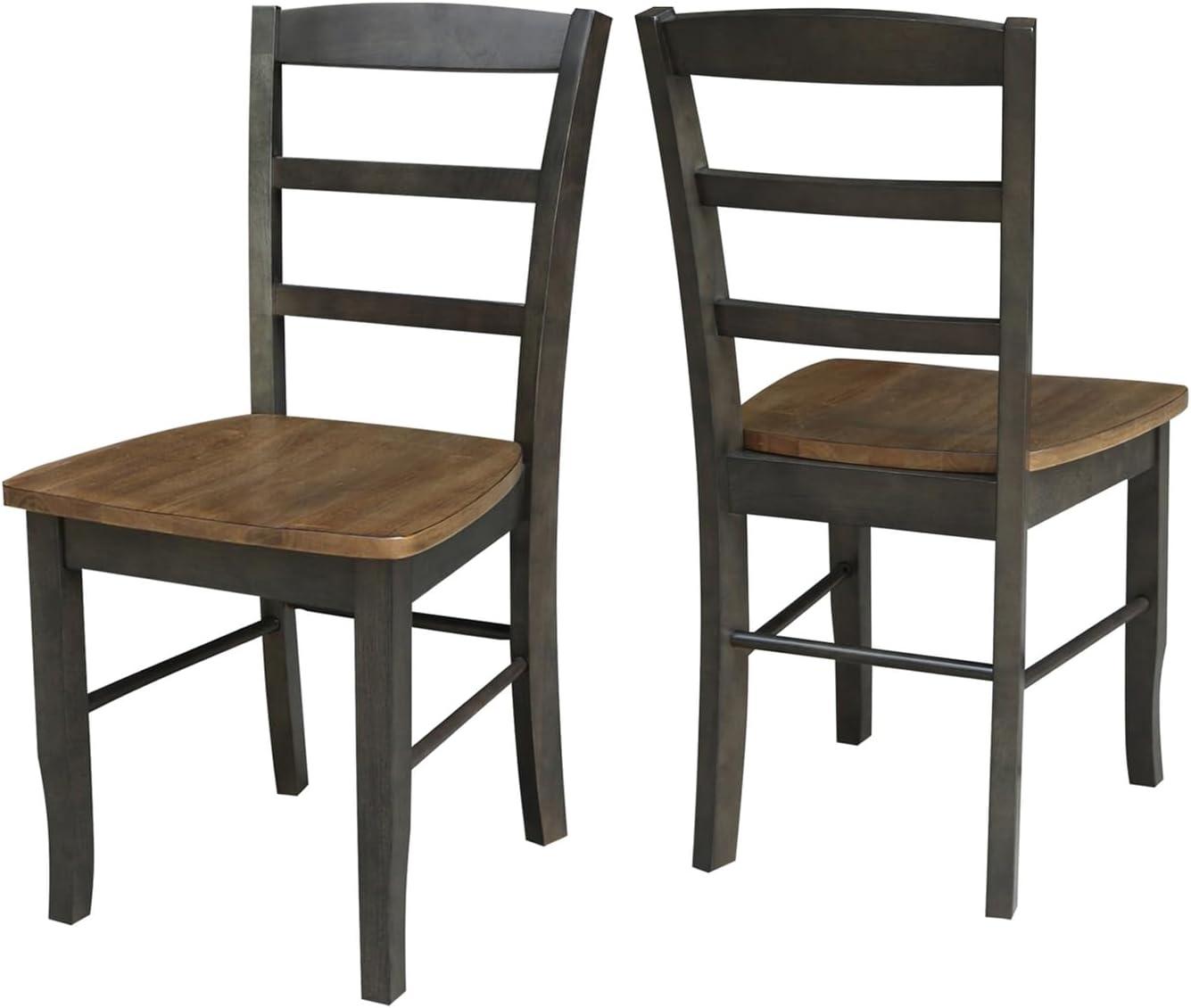 Set of 2 Hickory Washed Coal High Ladderback Side Chairs