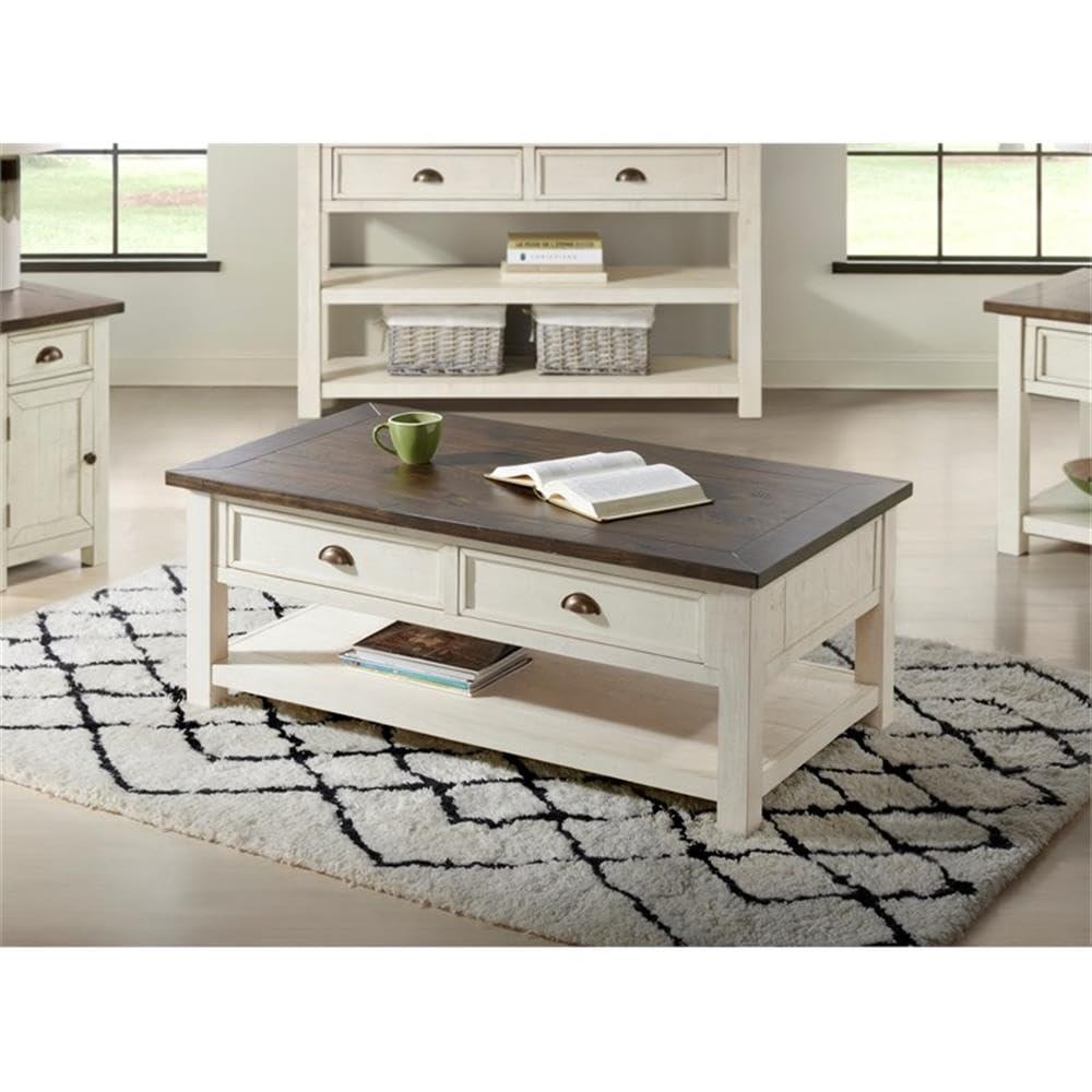 Martin Svensson Home Monterey 50" Coffee Table, Cream White and Brown