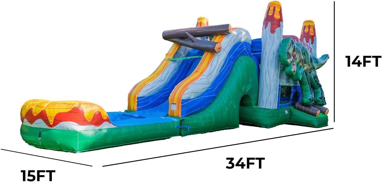 Giant T-Rex Dinosaur Inflatable Water Slide Bounce House Combo