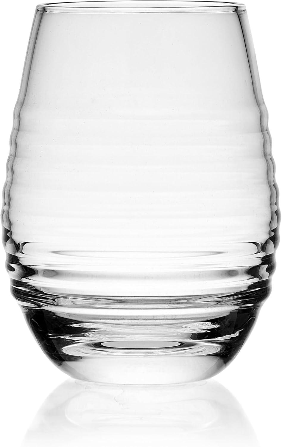 Ciara 18 oz Clear Ribbed Stemless Wine Glasses Set of 4