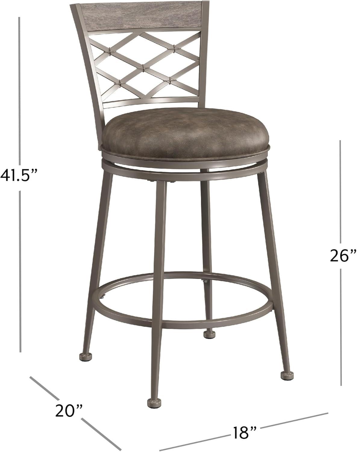 Hutchinson Gray Wood and Metal Swivel Counter Stool