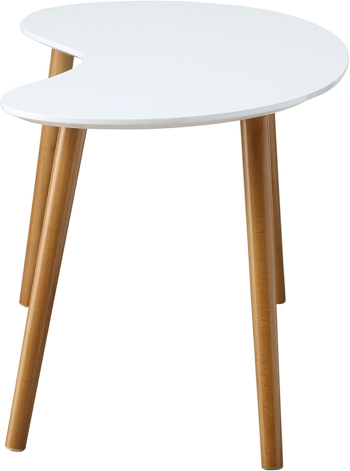 Convenience Concepts Oslo Bean-Shaped Coffee Table in Glossy White Wood Finish