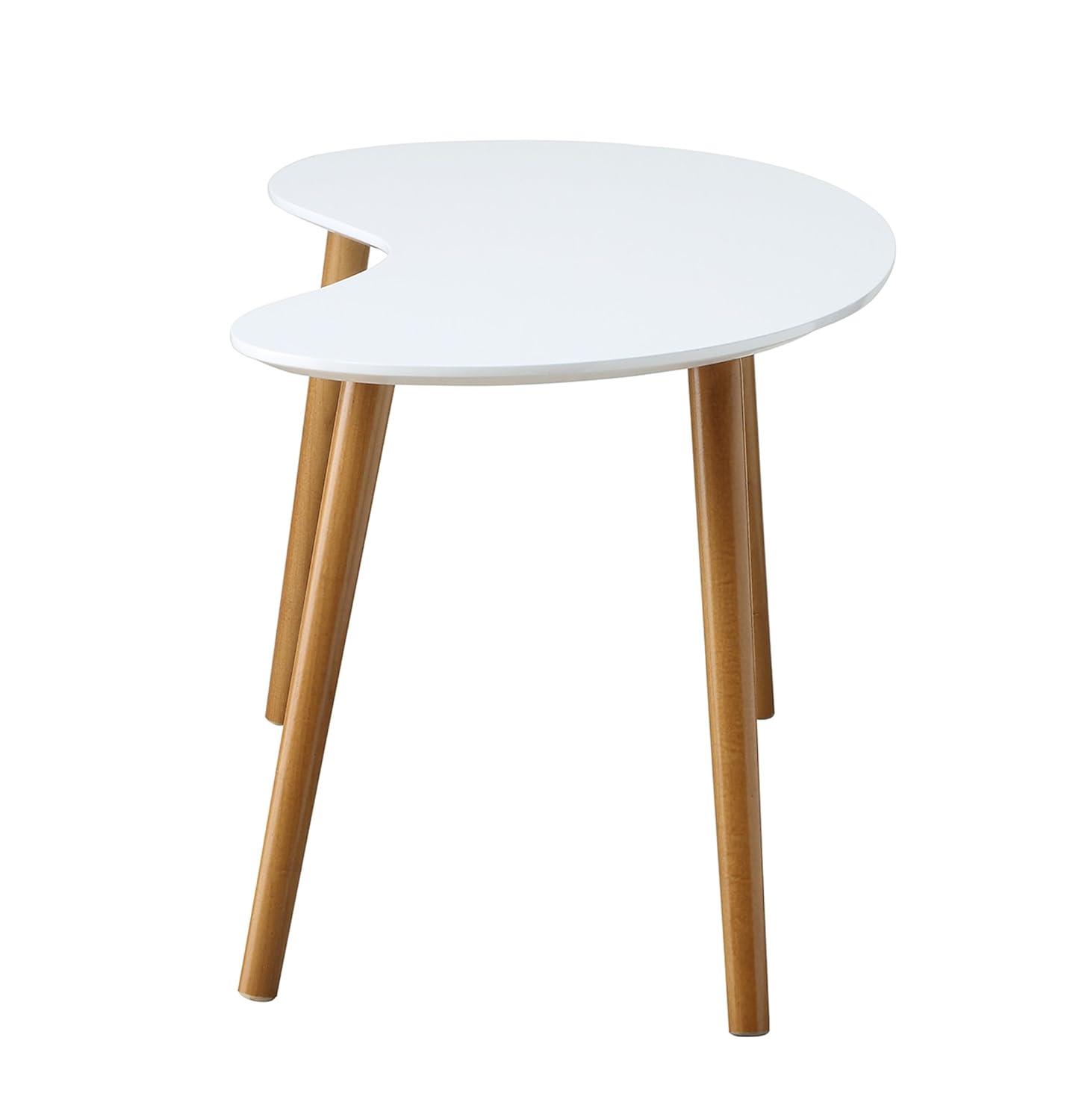 Convenience Concepts Oslo Bean-Shaped Coffee Table in Glossy White Wood Finish