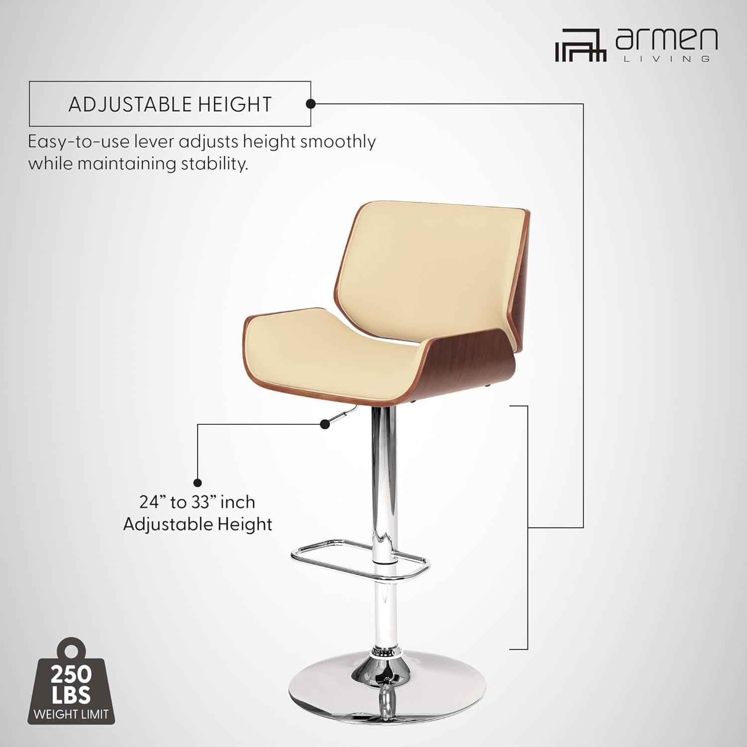 London Swivel Barstool Cream/Walnut - Armen Living