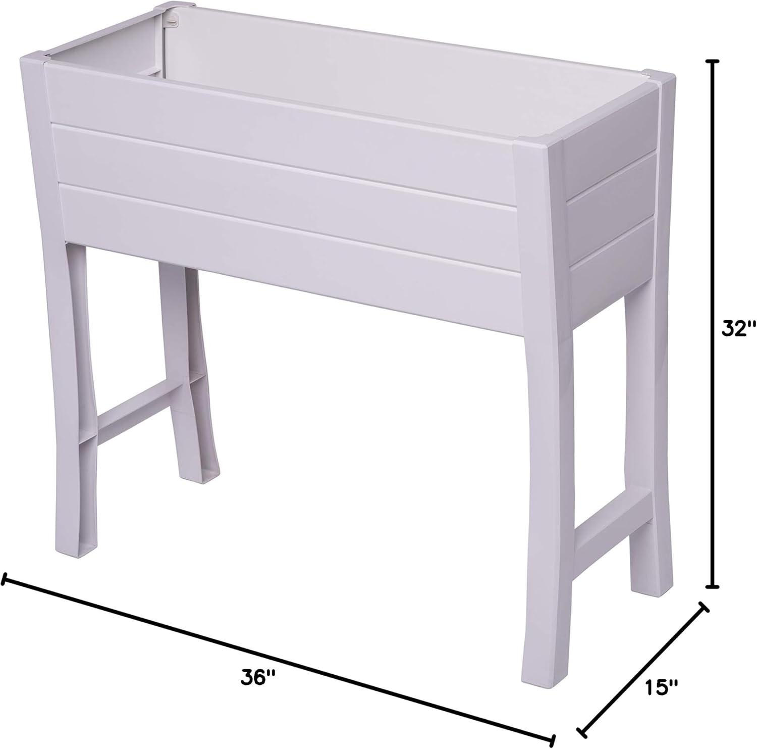 White Vinyl Elevated Garden Box with Woodgrain Texture