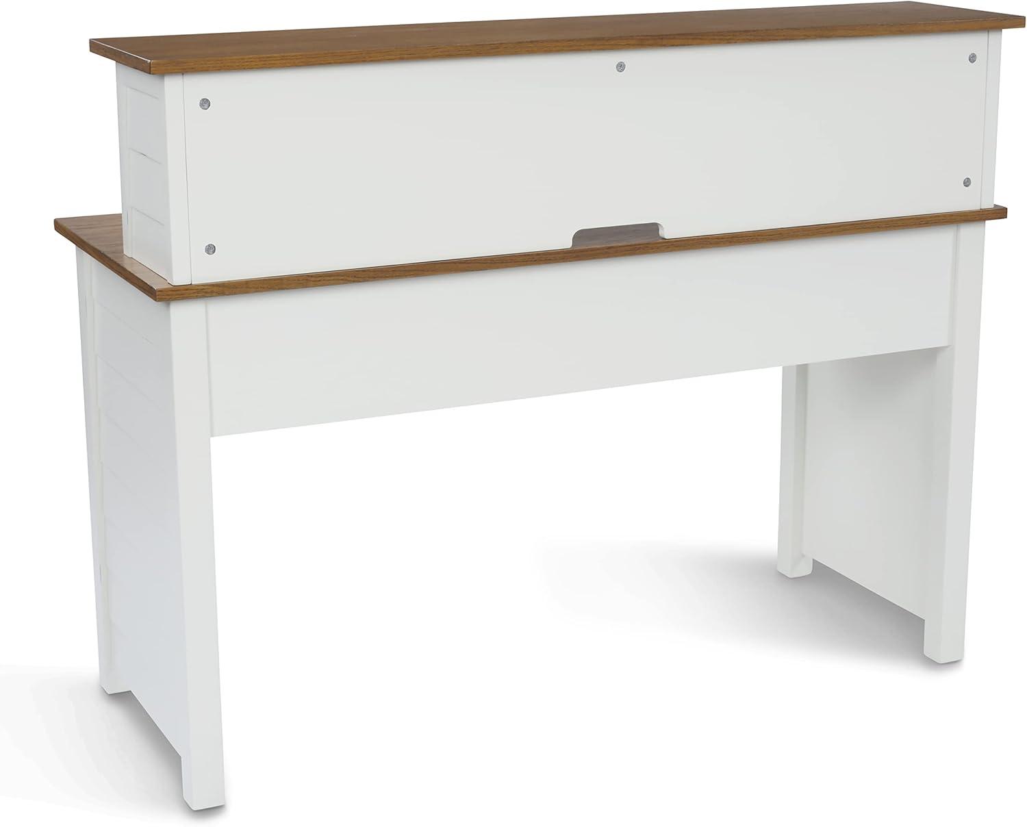 Portsmouth Coastal White Writing Desk with Oak Veneer Hutch