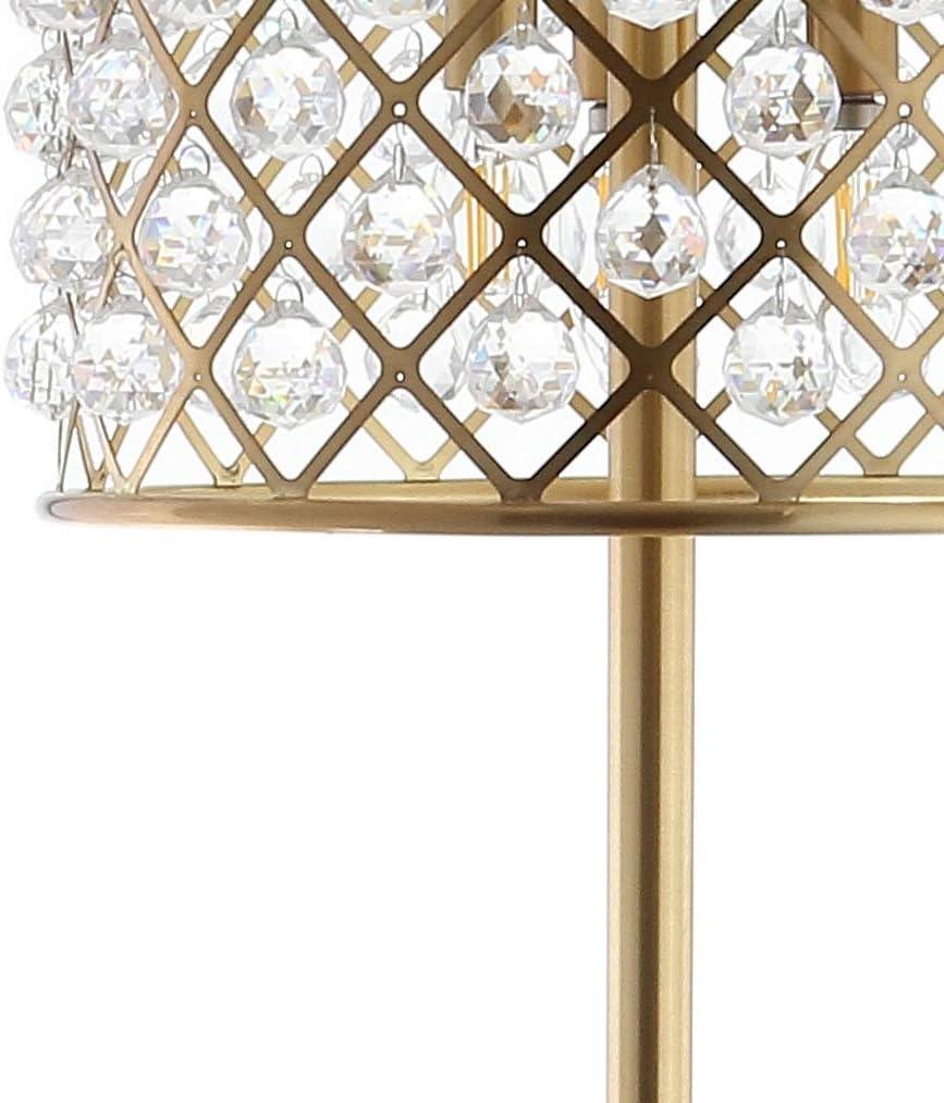 JONATHAN Y JYL9000A Elizabeth 60" Crystal/Metal LED Floor Lamp, Contemporary, Transitional for living room, dinning room, bedroom, office Bulb Included, Brass Gold/Clear