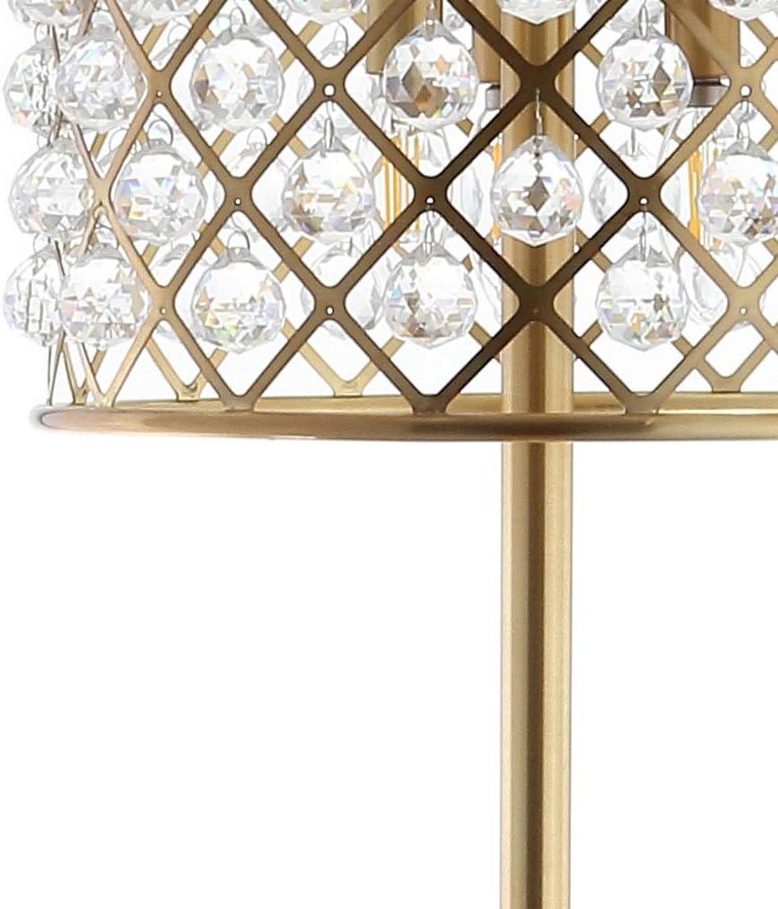 Elizabeth 60" Crystal/Metal LED Floor Lamp, Brass Gold/Clear