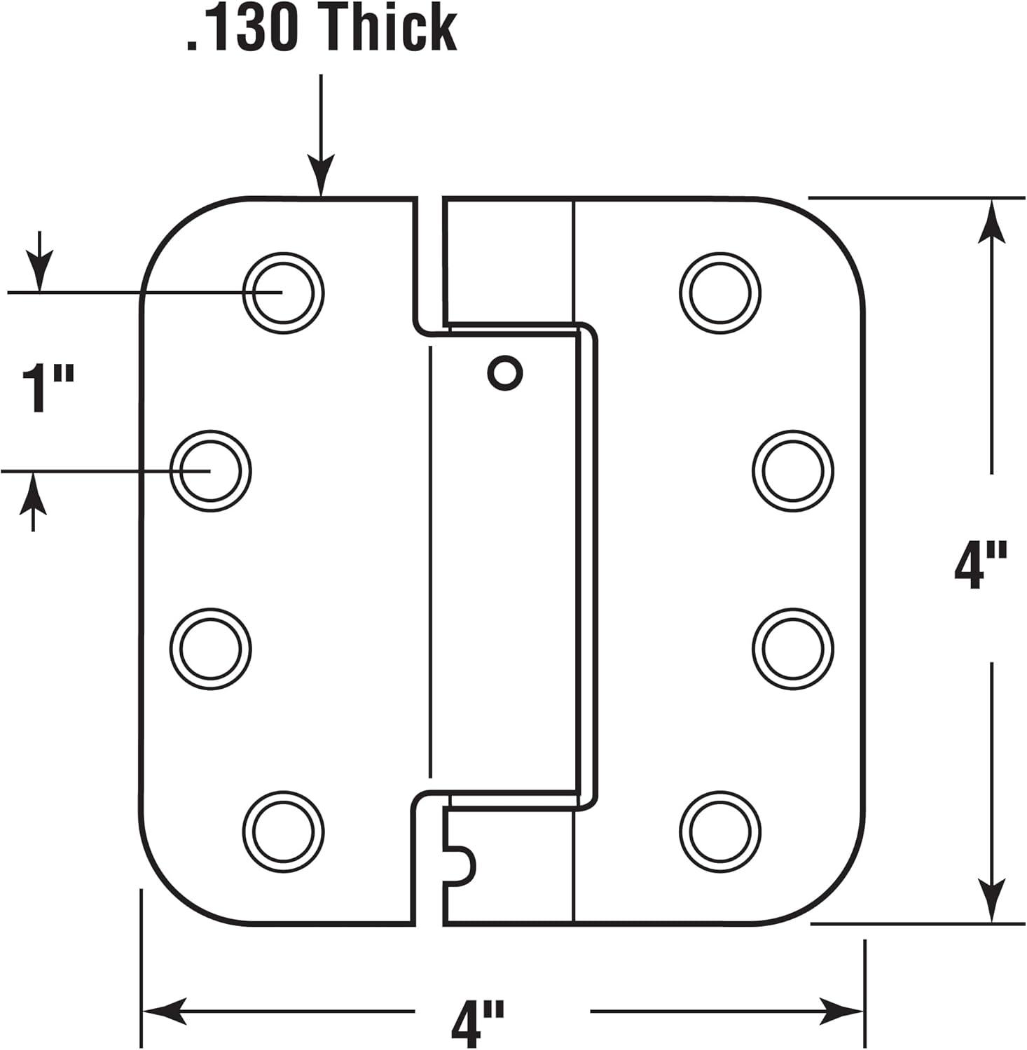 Prime-Line Door Hinge Commercial UL Adjustable Self-Closing Spring Hinge, 4 in. x 4 in. with 5/8 in. Radius Corners, 4 Holes per Leaf with Screws, .130 in. Gauge (Set of 3)