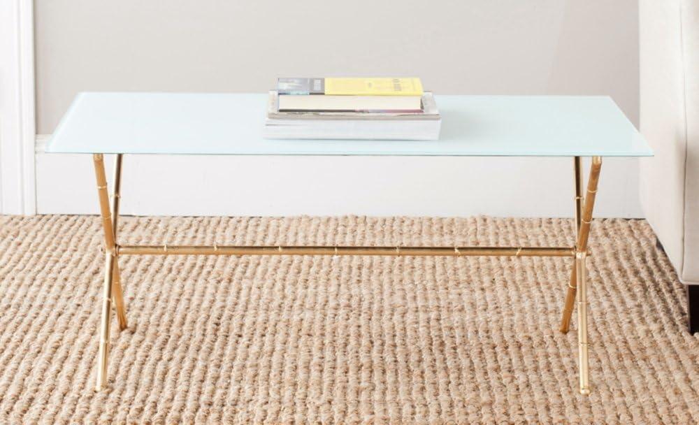 Brogen Coffee Table - Gold/White Glass - Safavieh