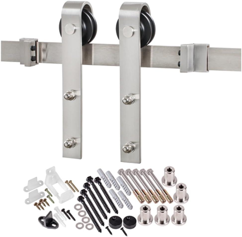 National Door Company, Barn Door Kit Door & Hardware, MDF, 84" x 84", 4-Lite Frosted, Frosted Collection, Universal Handing