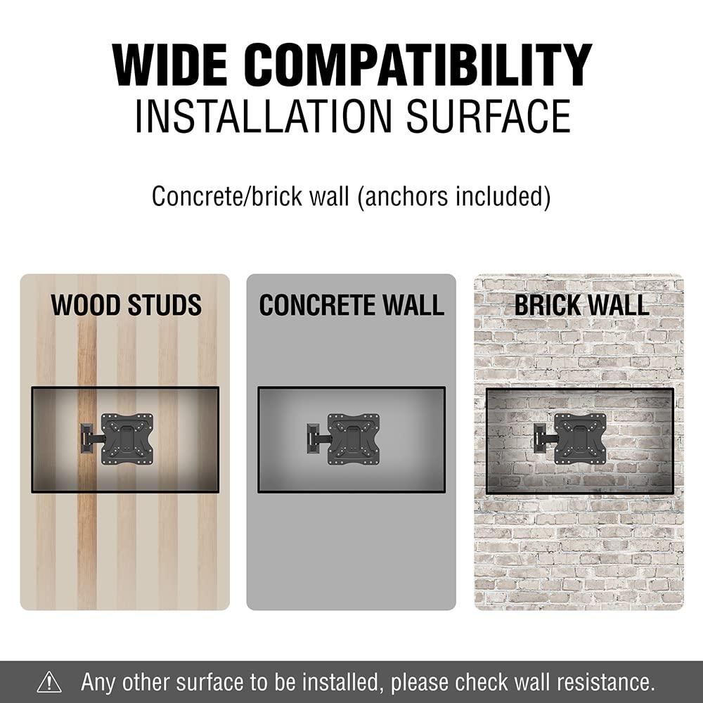 ELG ELG FULL20 Full Motion TV Wall Mount with VESA 200x200mm Tilt and Swivel for 15 to 58 inch TVs