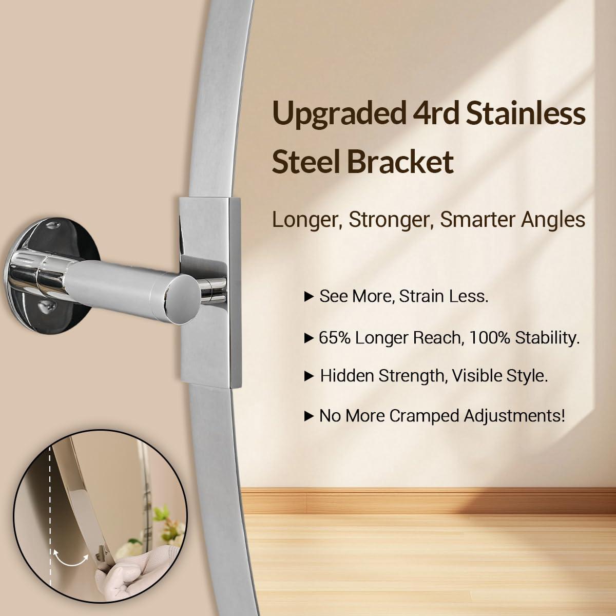 ANDY STAR Wall Mirror for Bathroom, 24x36'' Chrome Oval Bathroom Mirror, Large Oval Wall Mirror for Btahroom, Oblong Pill Shaped Chrome Mirror Stainless Steel Frame Wall Mount Horizontal or Vertical