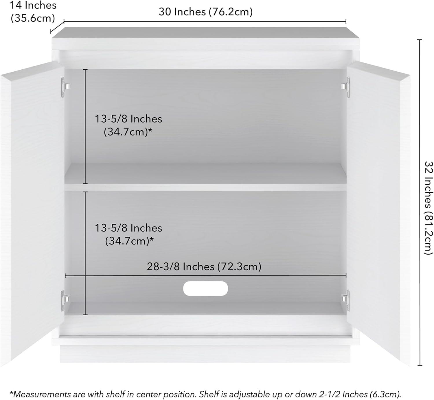 White Rectangular Accent Cabinet with Adjustable Shelving