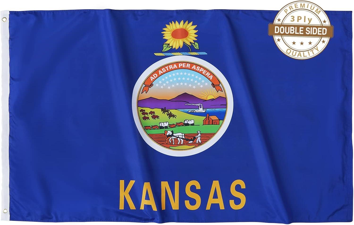 Kansas State Flag 3x5 Feet Polyester Outdoor Banner