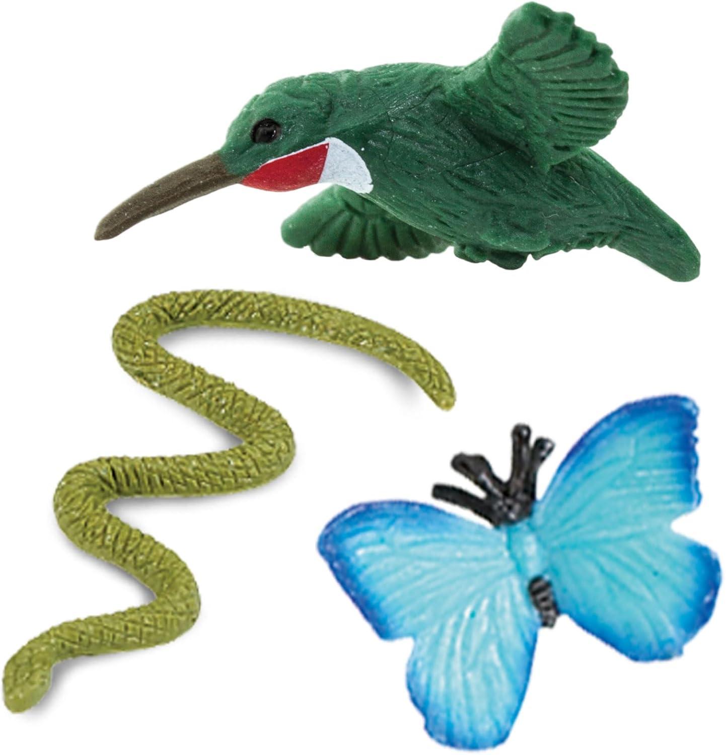 Safari Ltd. Good Luck Minis Backyard Fun Pack – Mini Figurines Including Rabbit, Frog, Butterfly, Snake, Doe, Cardinal, Honey Bee, Hummingbird – Educational Toy Figures for Boys, Girls & Kids Ages 5+