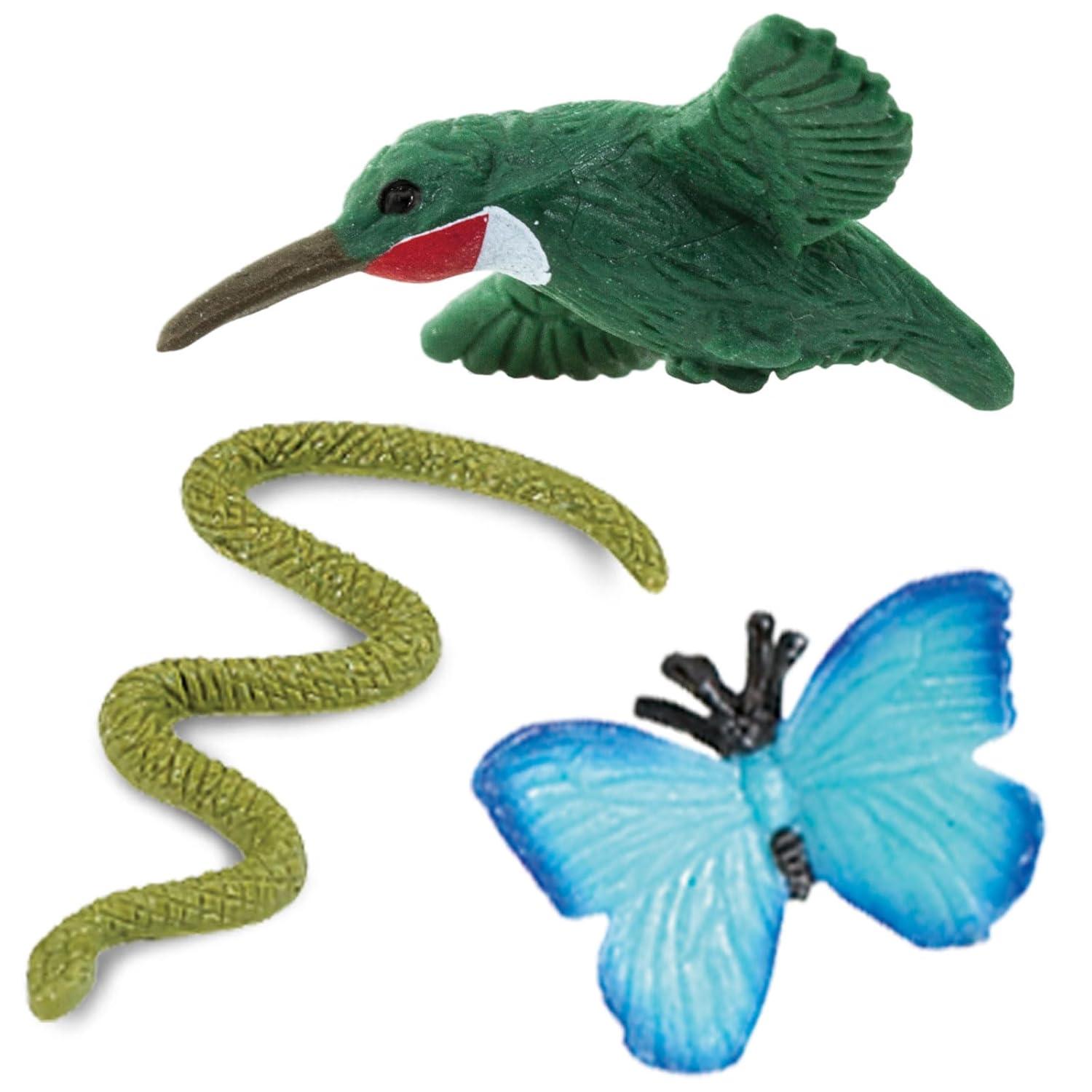 Safari Ltd. Good Luck Minis Backyard Fun Pack – Mini Figurines Including Rabbit, Frog, Butterfly, Snake, Doe, Cardinal, Honey Bee, Hummingbird – Educational Toy Figures for Boys, Girls & Kids Ages 5+
