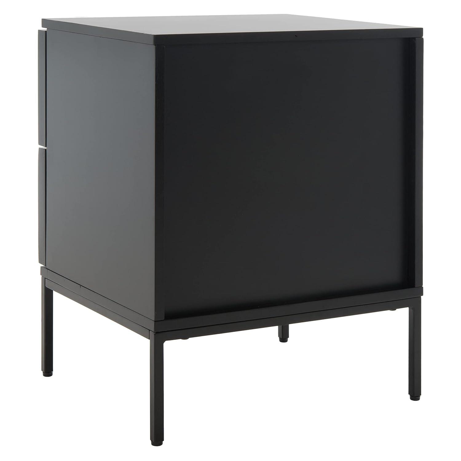 Zadie 2 Drawer Rattan Nightstand - Black - Safavieh